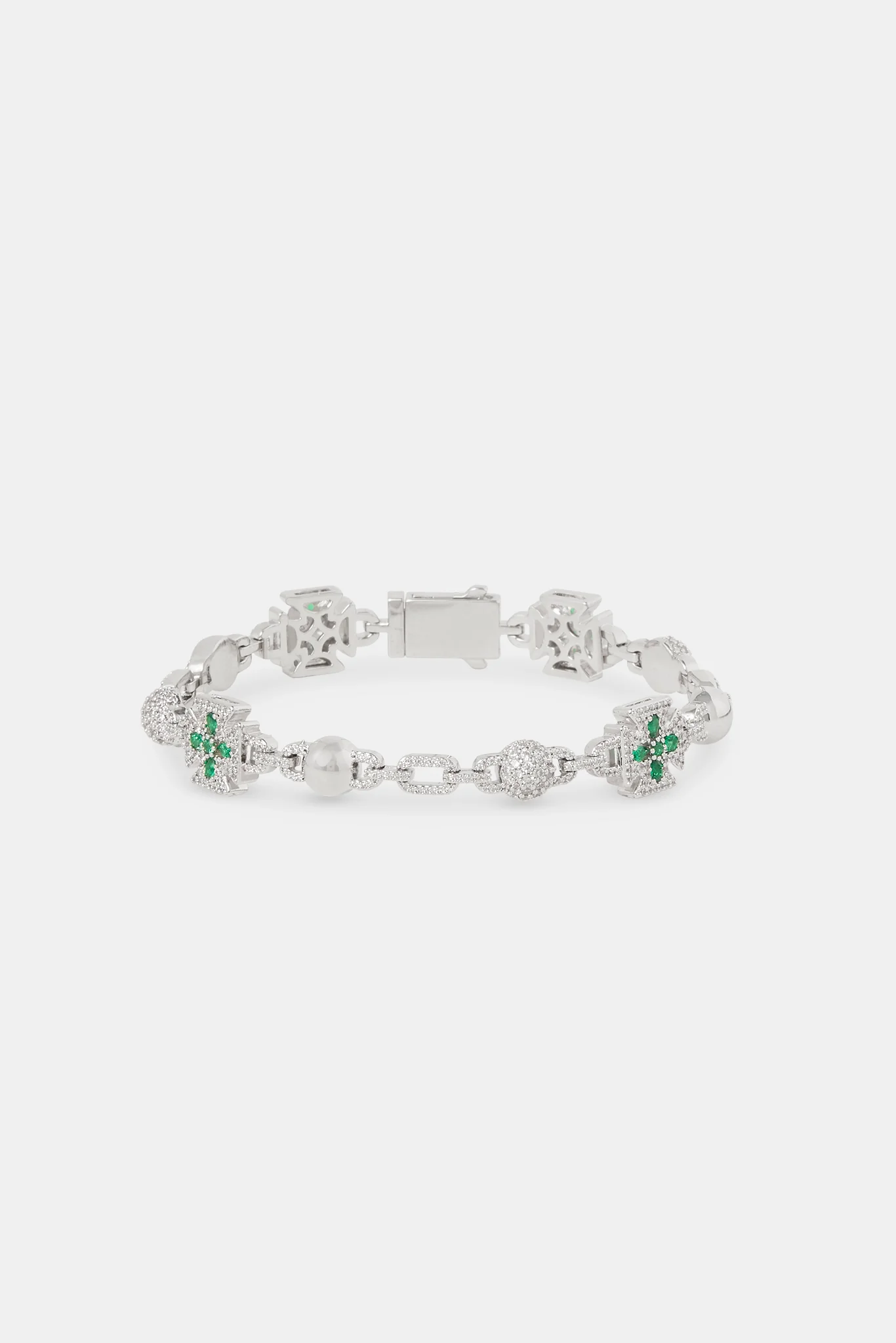 Polished & Iced Link Green Motif Bracelet - 10mm - Image 2