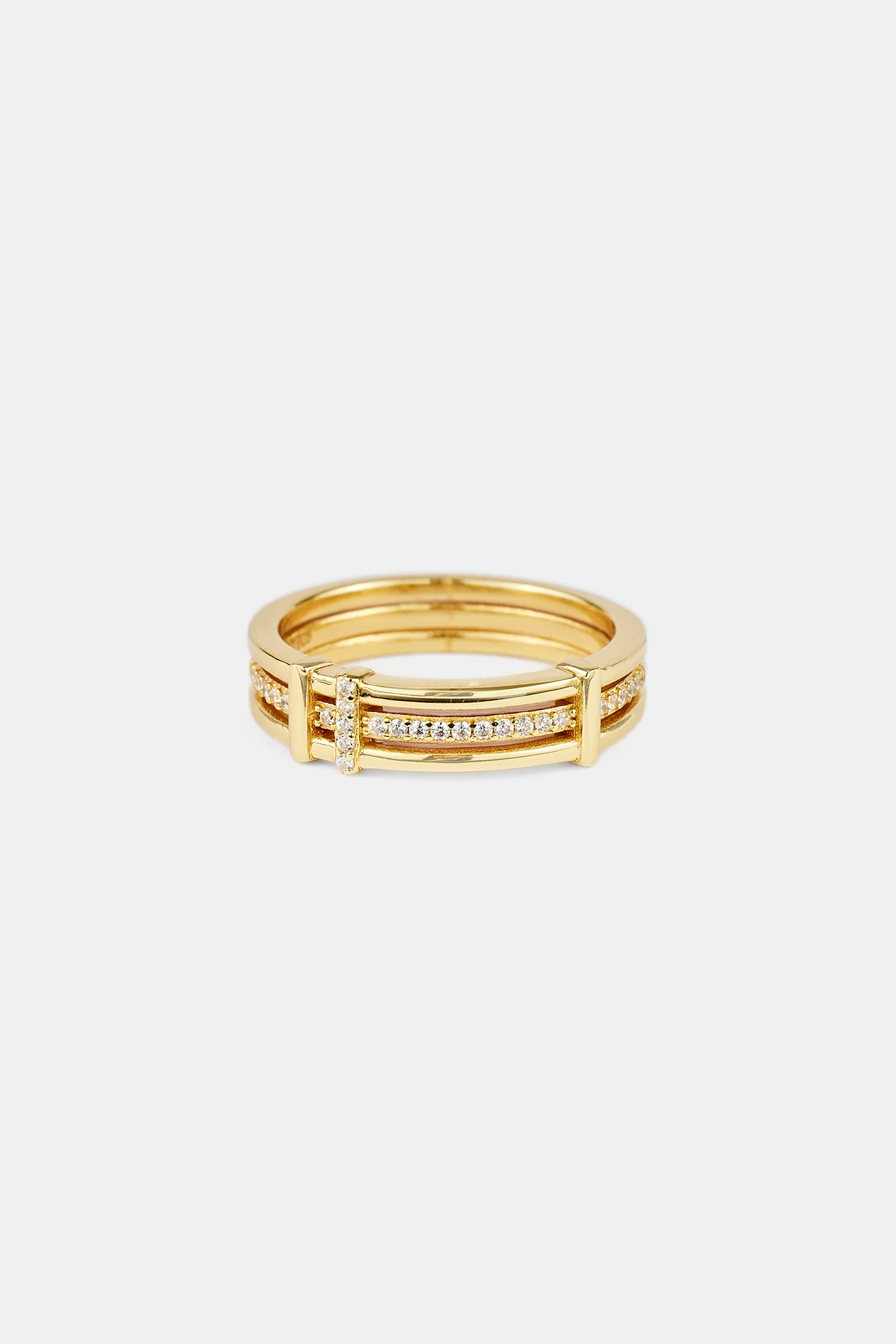Polished & Iced Mix Layered Ring - 6mm - Image 3
