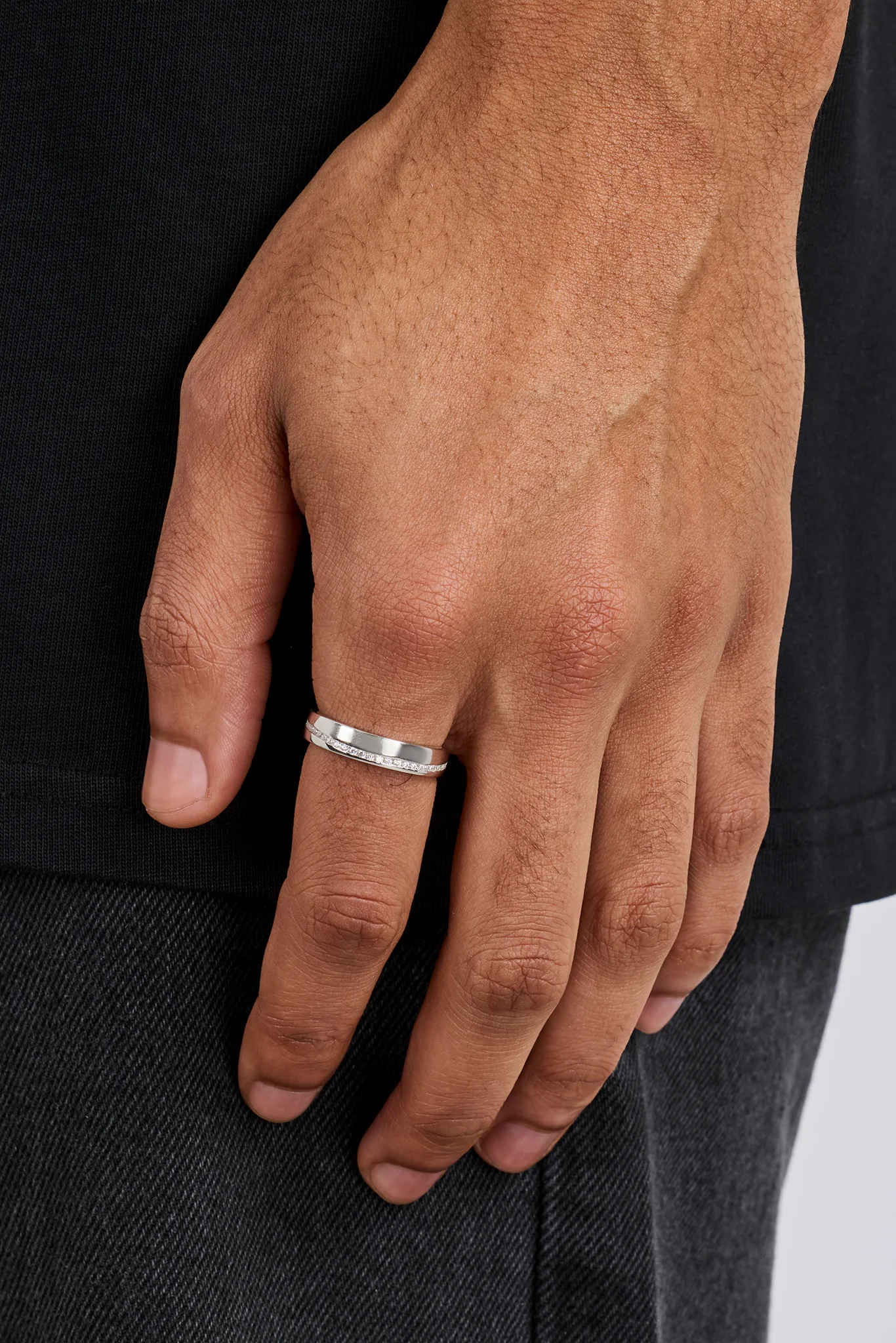 Polished & Iced Mix Ring - 5mm - Image 2