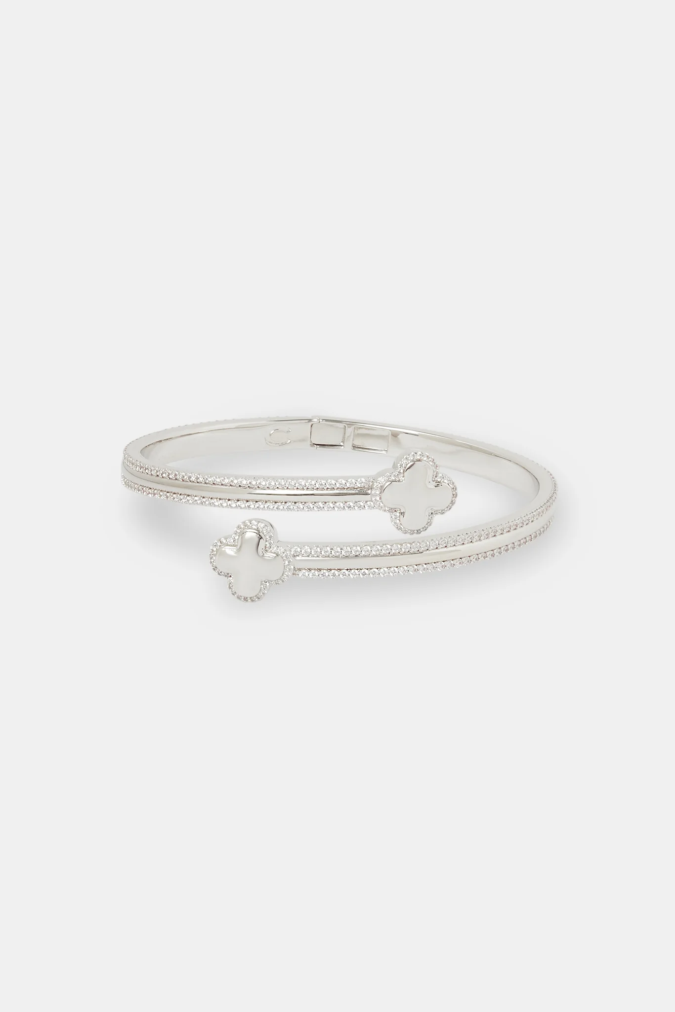 Polished & Iced Motif Bangle - 10mm - Image 2