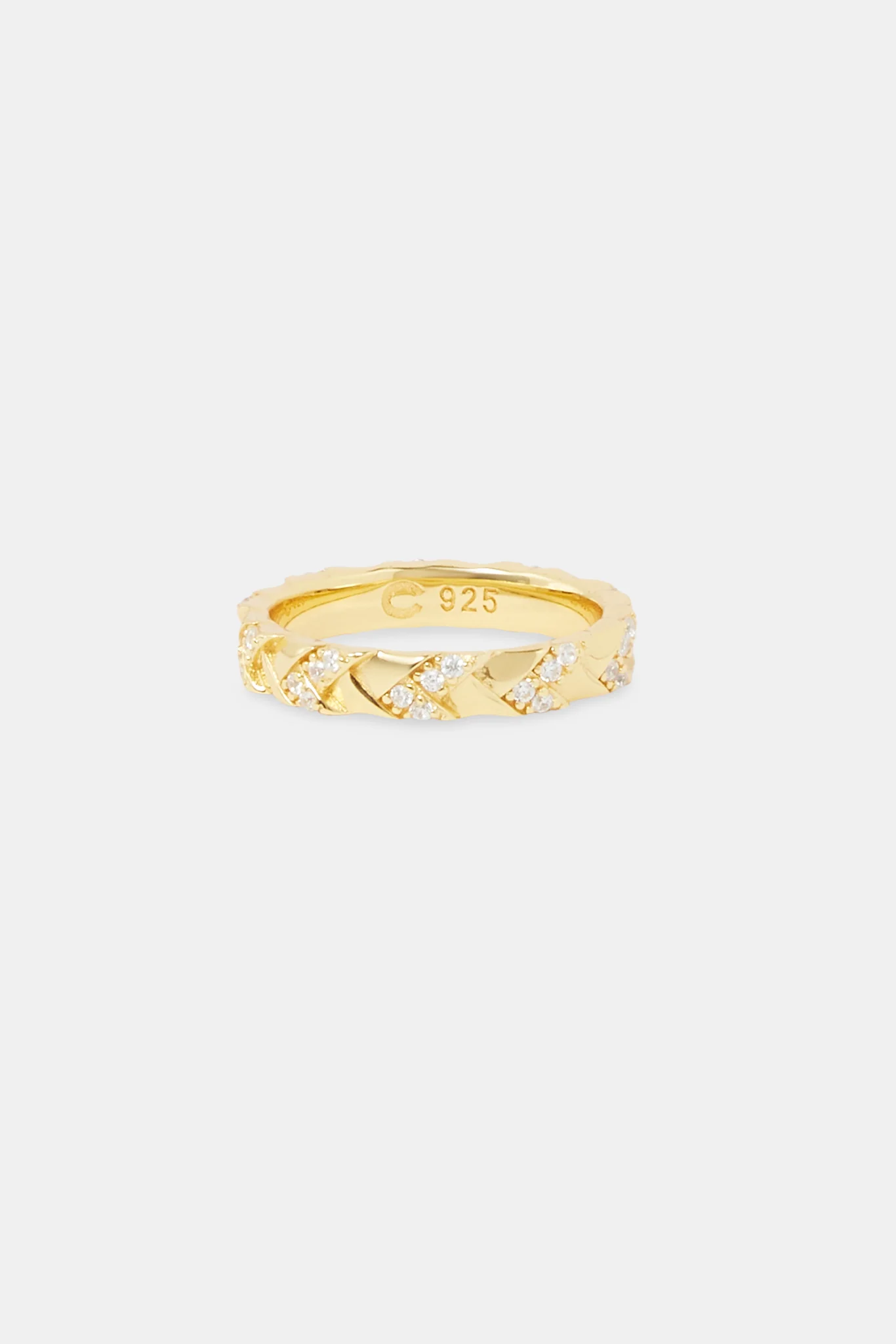 Polished & Iced Woven Ring - 5mm - Gold