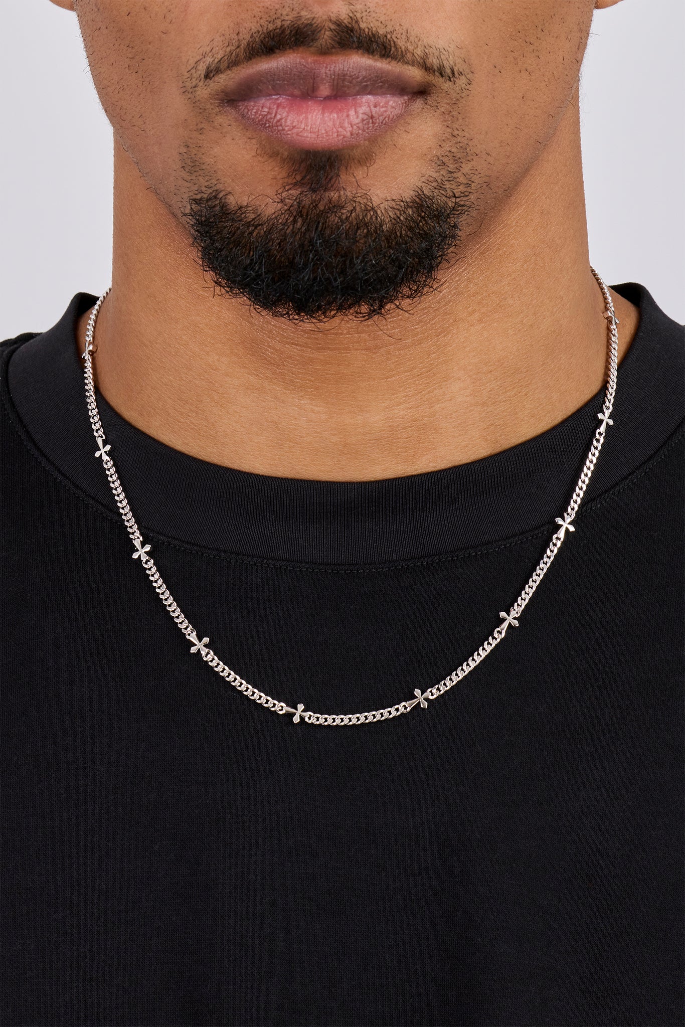 Polished Miami & Cross Chain - 3mm - White - Image 2