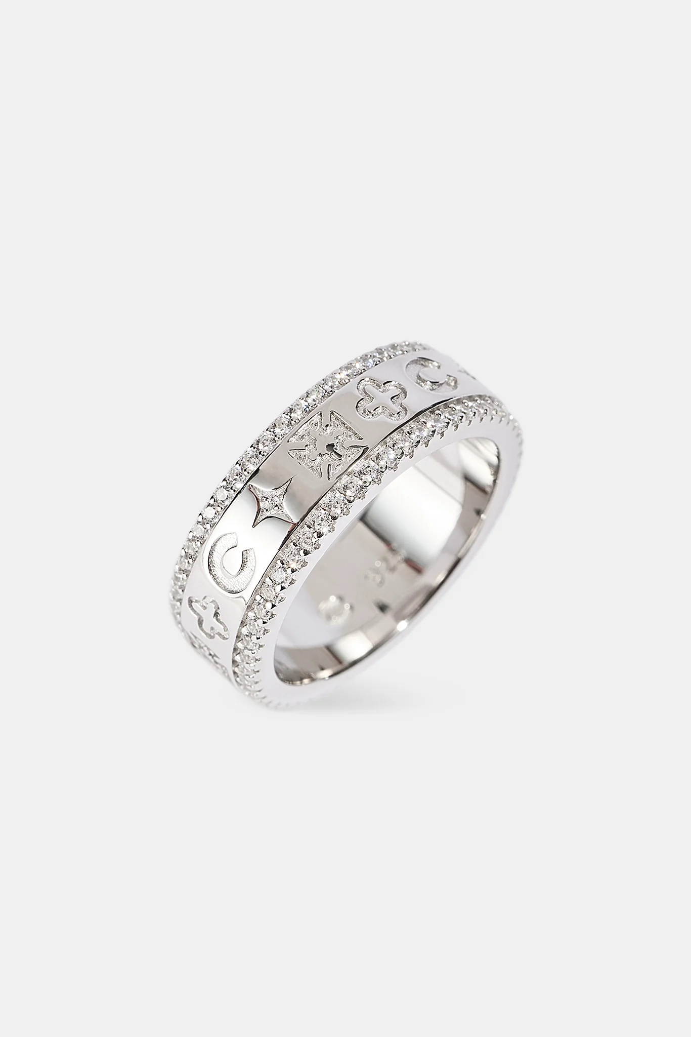 Polished Motif Outline Band Ring - 8mm - Image 3