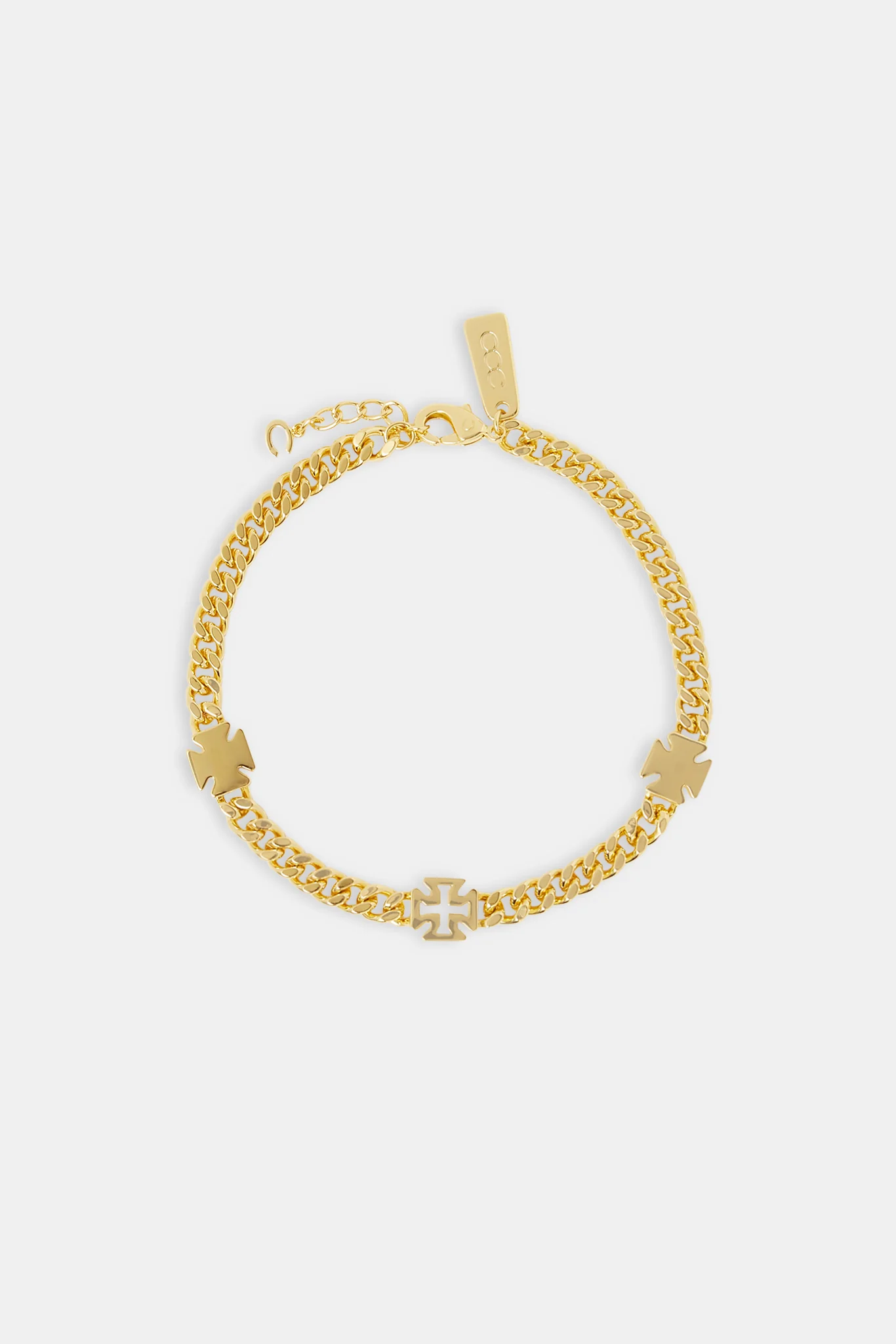 Polished Motif & Outline Cuban Bracelet - 5mm - Gold - Image 2