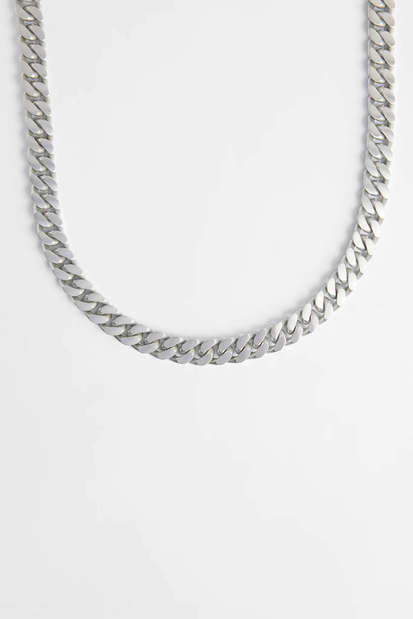 Polished Pewter Flat Cuban Chain