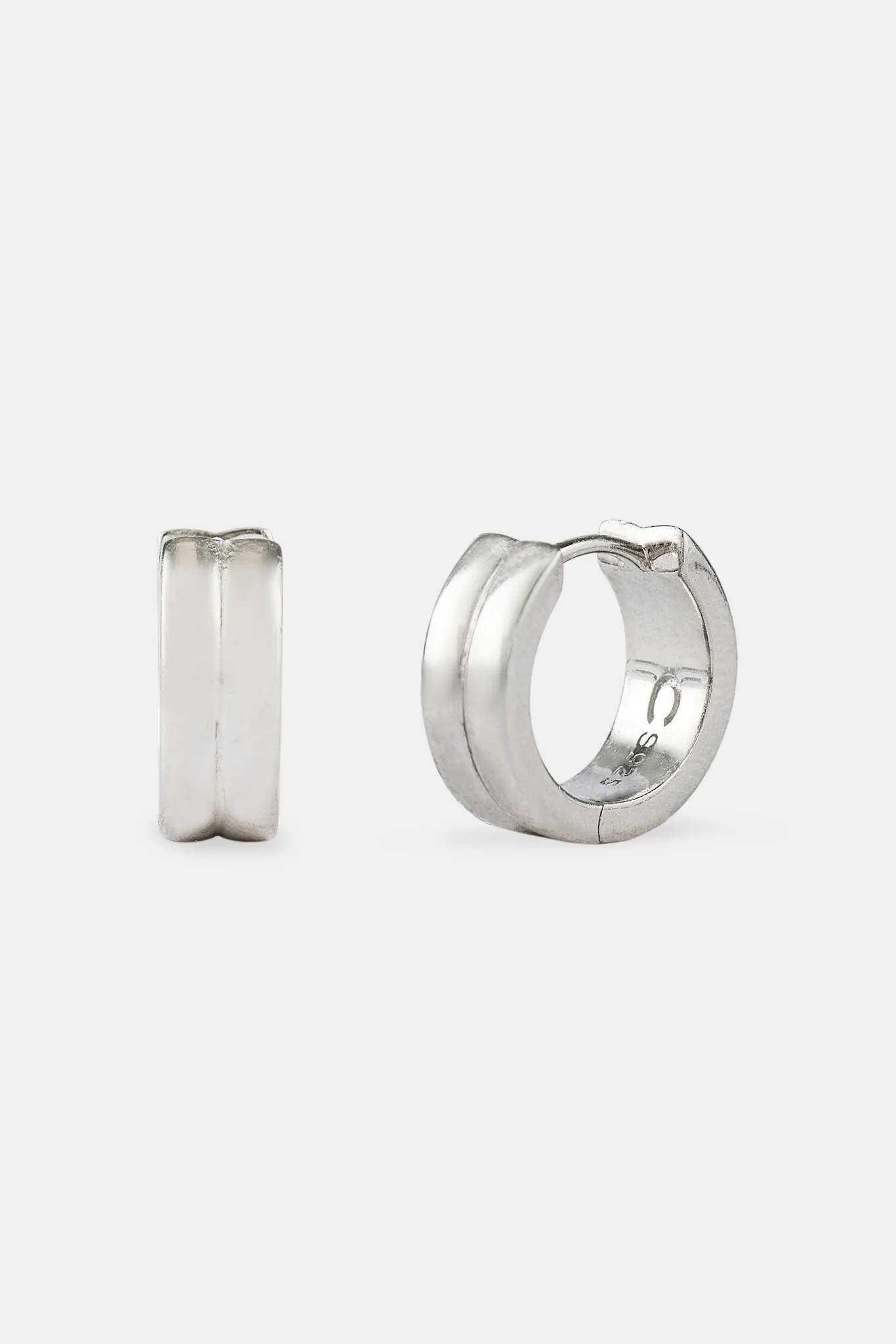 Polished Round Huggie Earrings - 10mm - Image 2