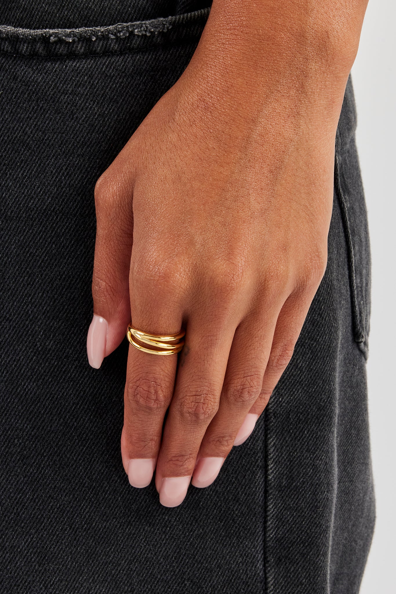 Polished Triple Band Ring - 8mm - Image 2