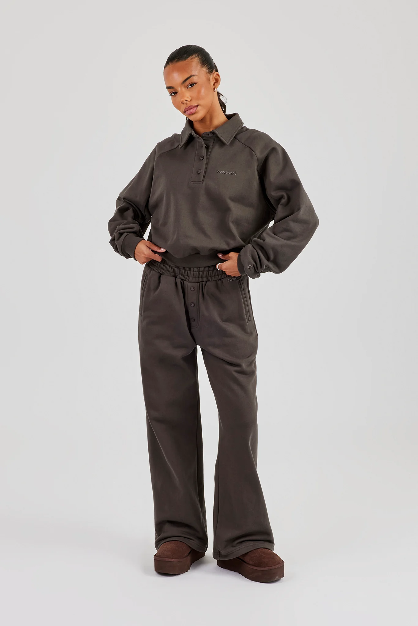 Polo Sweatshirt - Coffee - Image 3