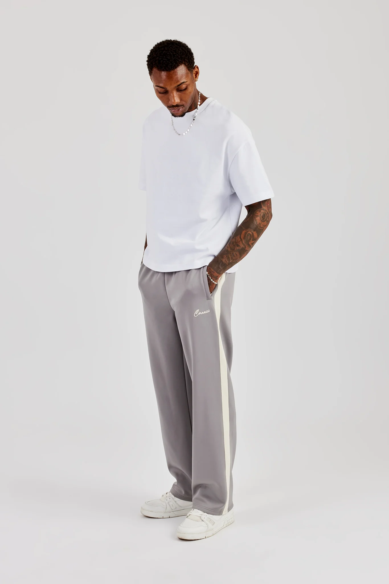 Poly Contrast Relaxed Trouser - Grey - Image 4