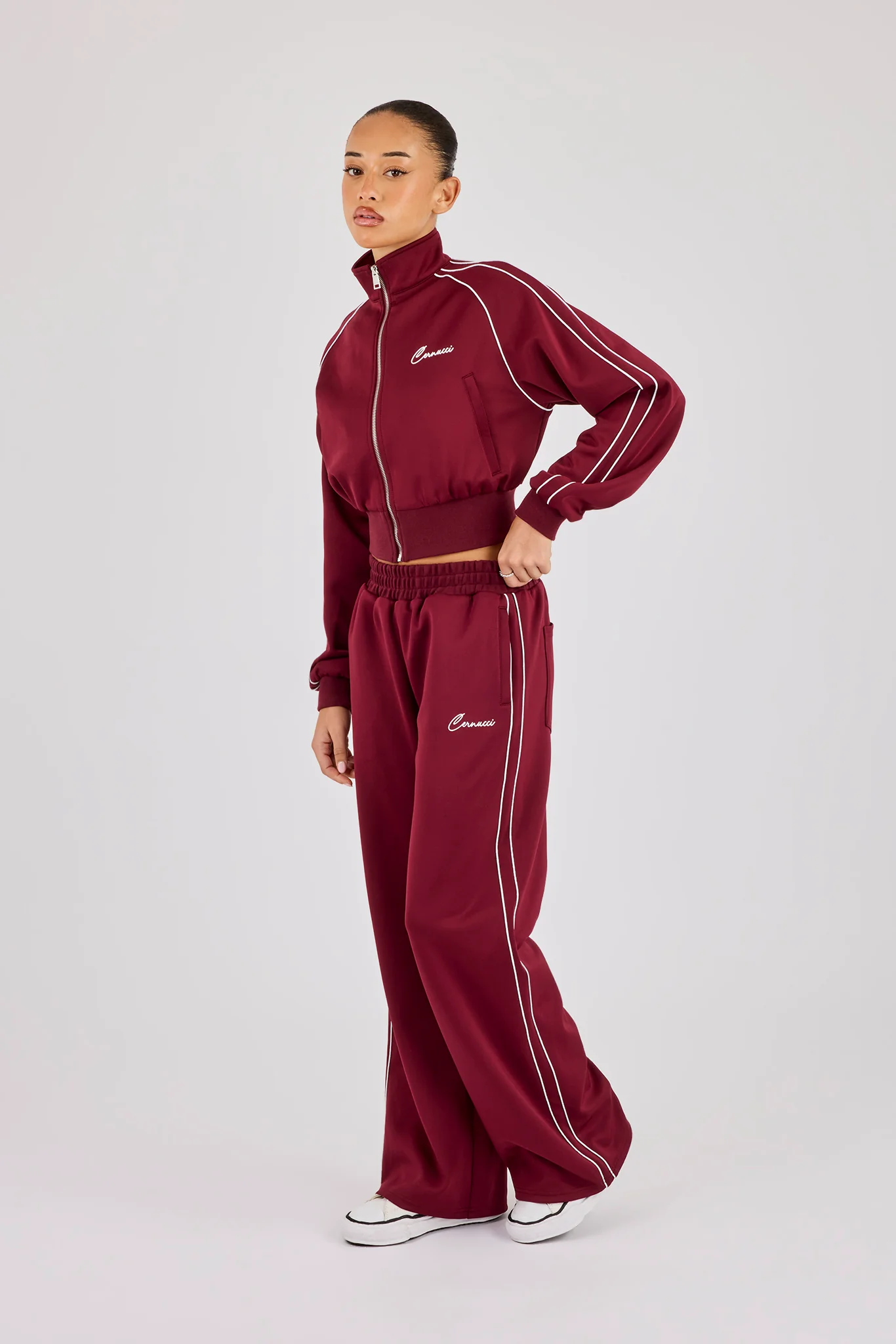 Poly Piping Track Jacket - Burgundy - Image 4