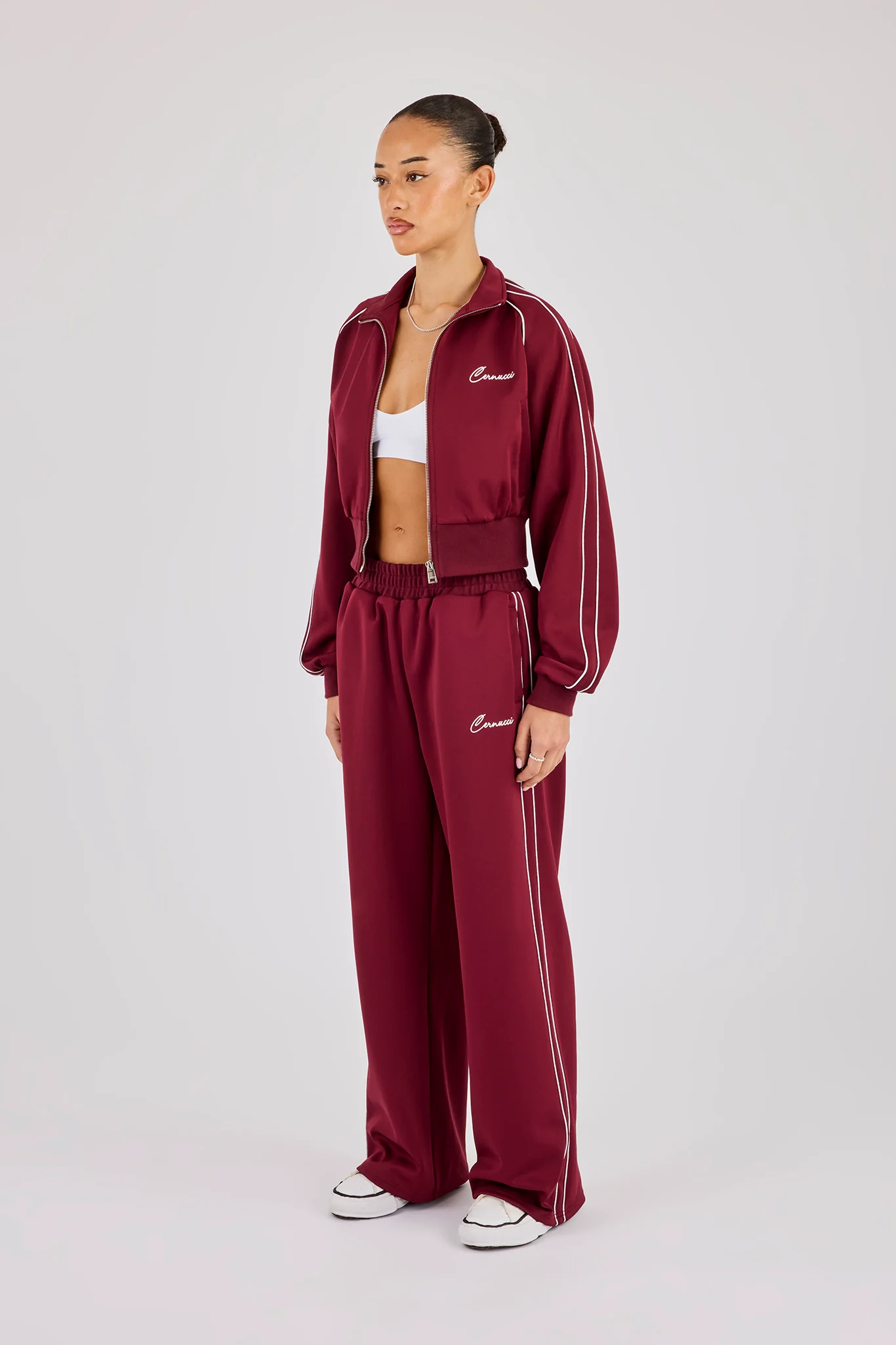 Poly Piping Tracksuit - Burgundy - Image 2