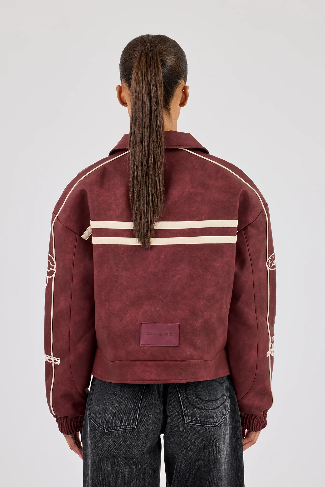 PU 86 Moto Harrington Jacket - Burgundy - Image 3
