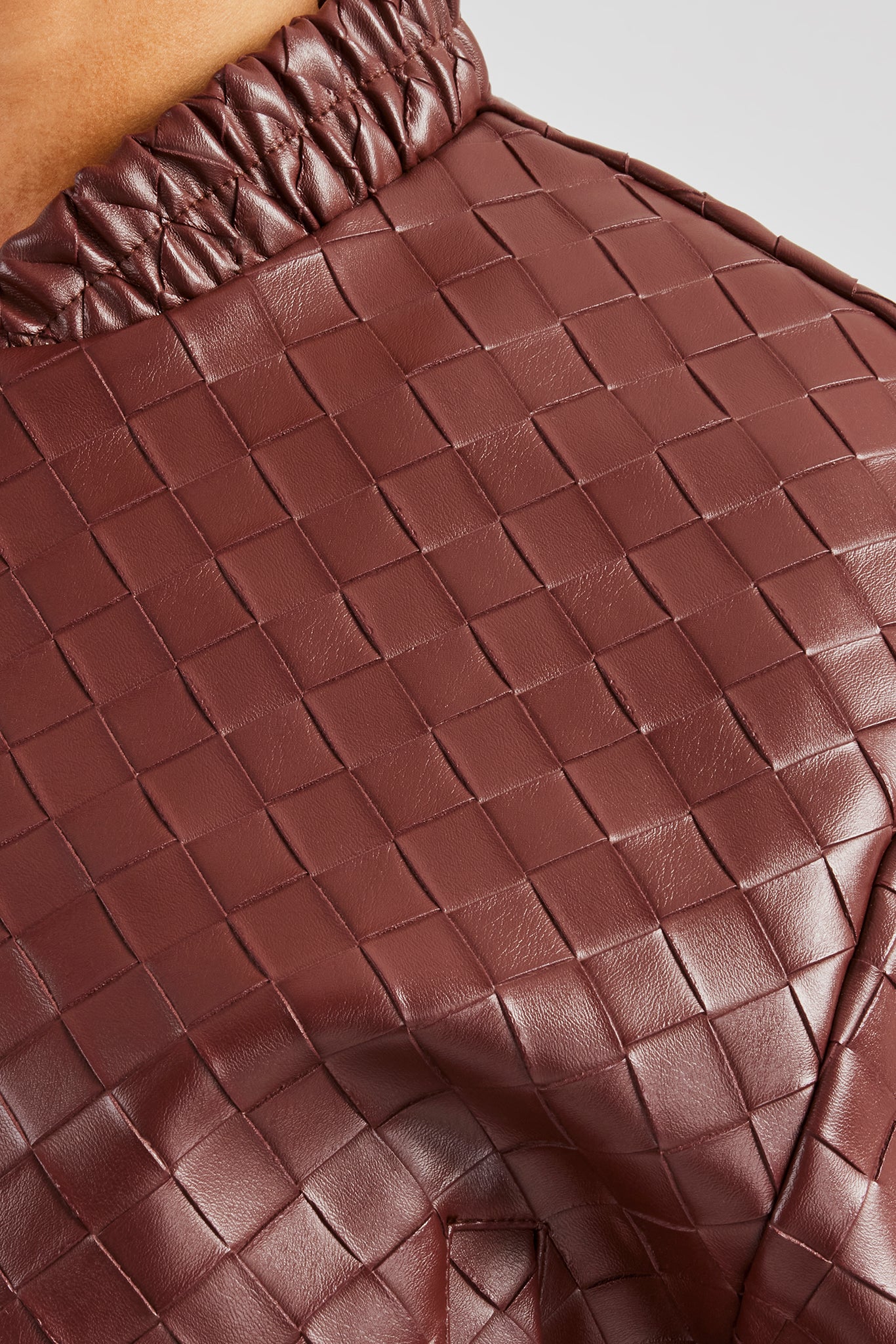 PU Lattice Bomber Jacket - Chocolate - Image 3