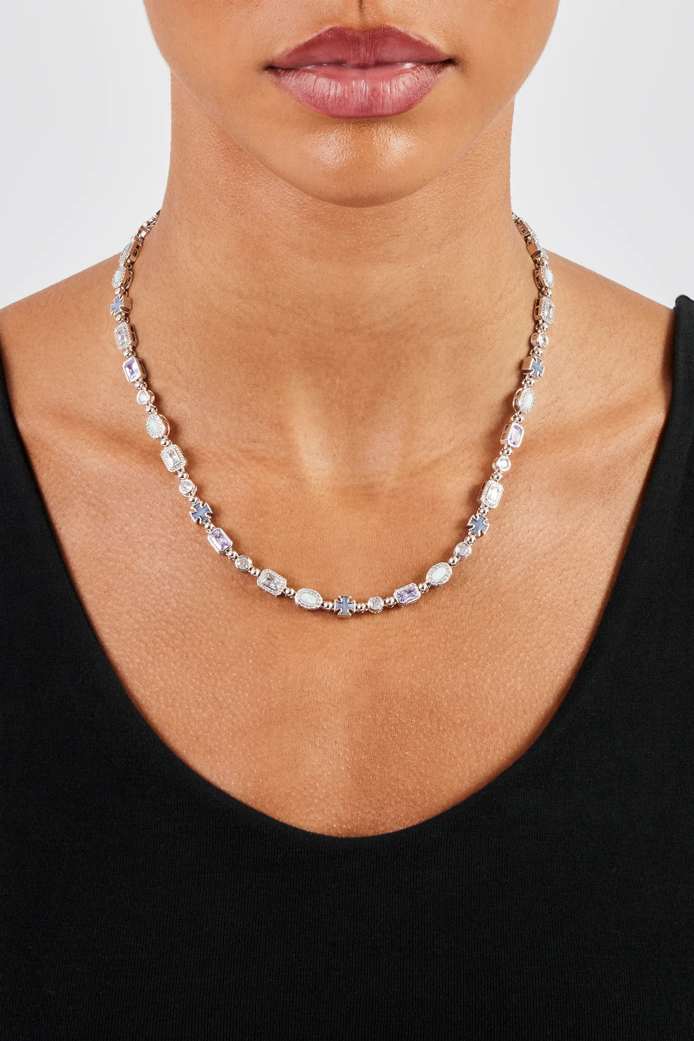 Purple Agate & Clear Multi Gemstone Chain - 6mm