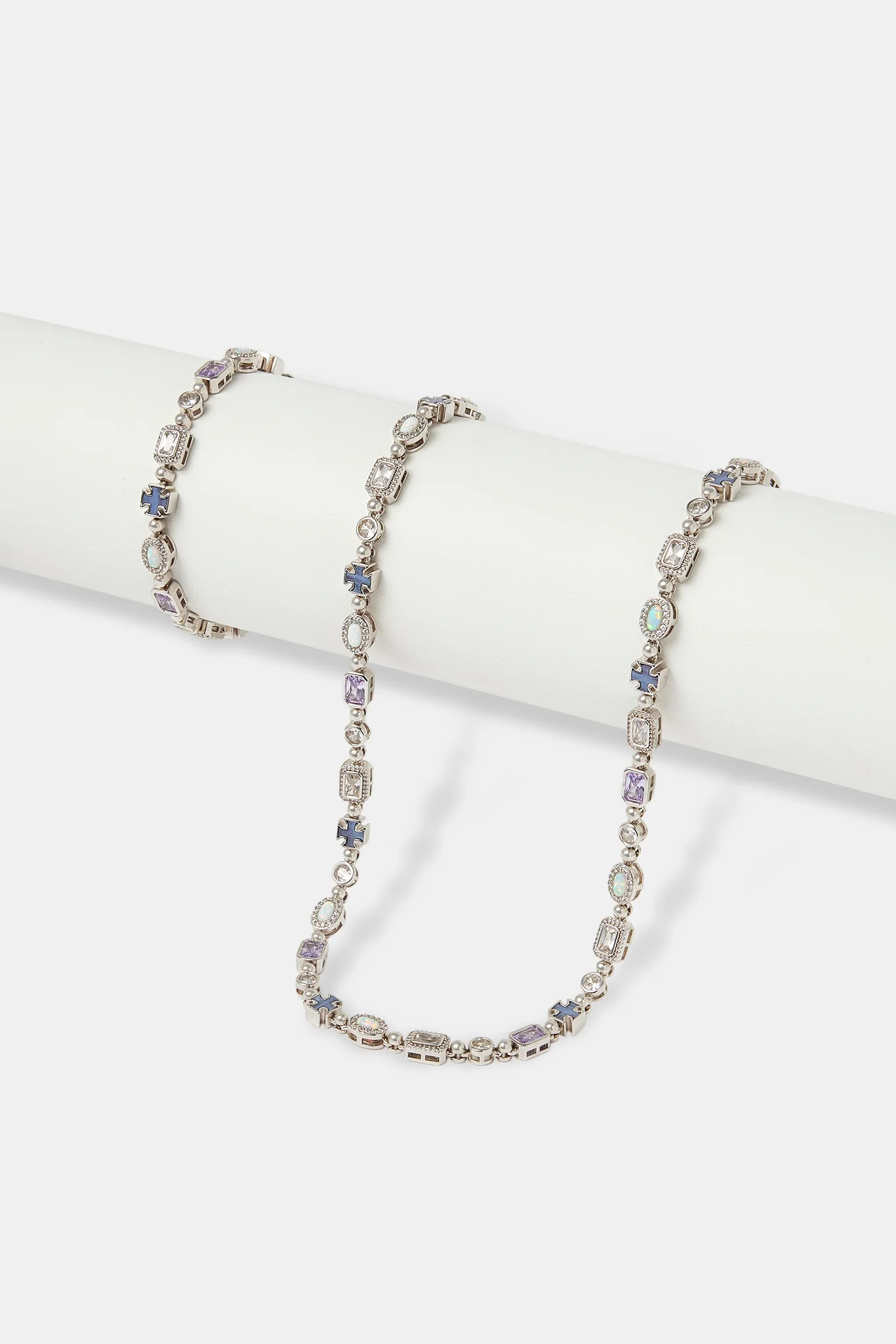 Purple Agate & Clear Multi Gemstone Chain & Bracelet - 6mm - Image 2