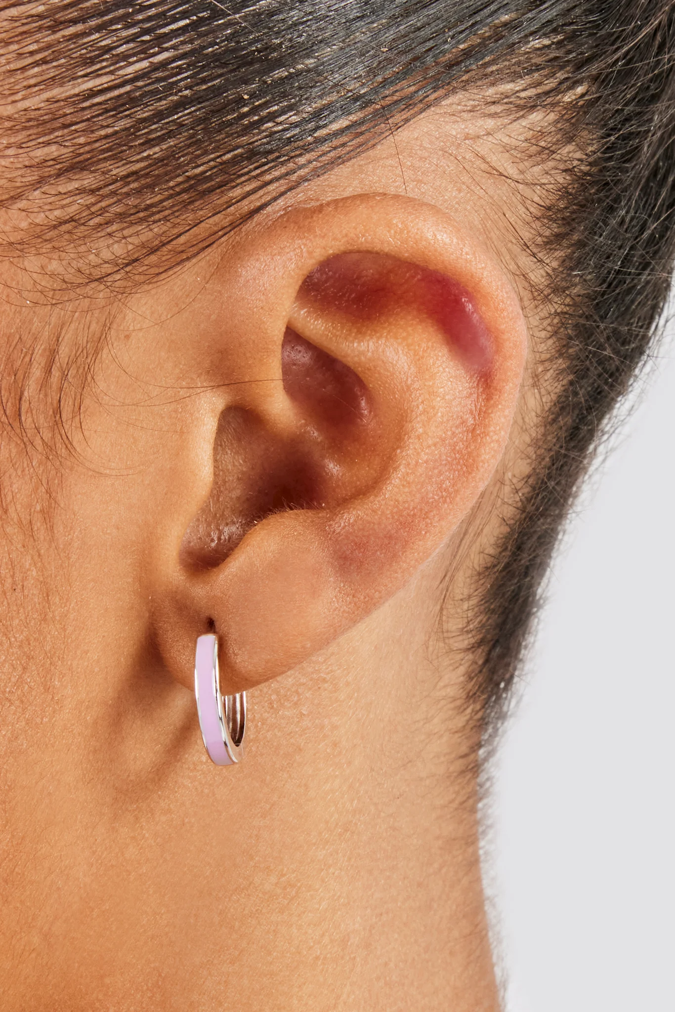 Purple Enamel Huggie Earrings - 15mm - Image 2