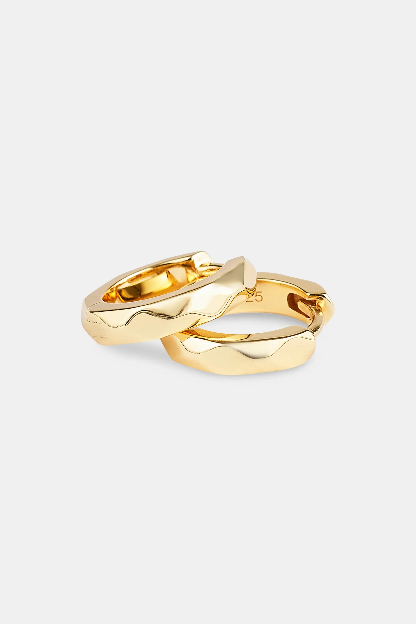 Pyramid Hoop Earrings - Gold - 12mm - Image 3