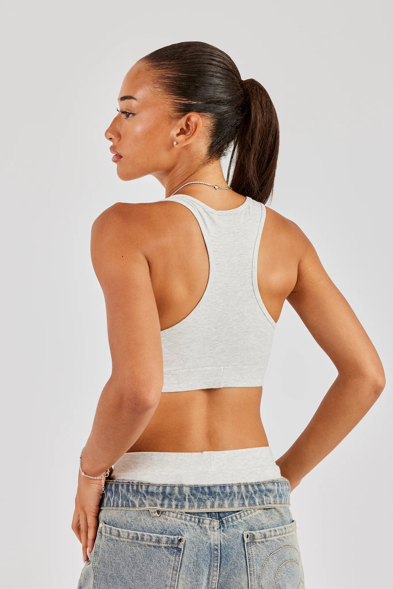 Racer Back Bralet - Ash Grey - Image 4