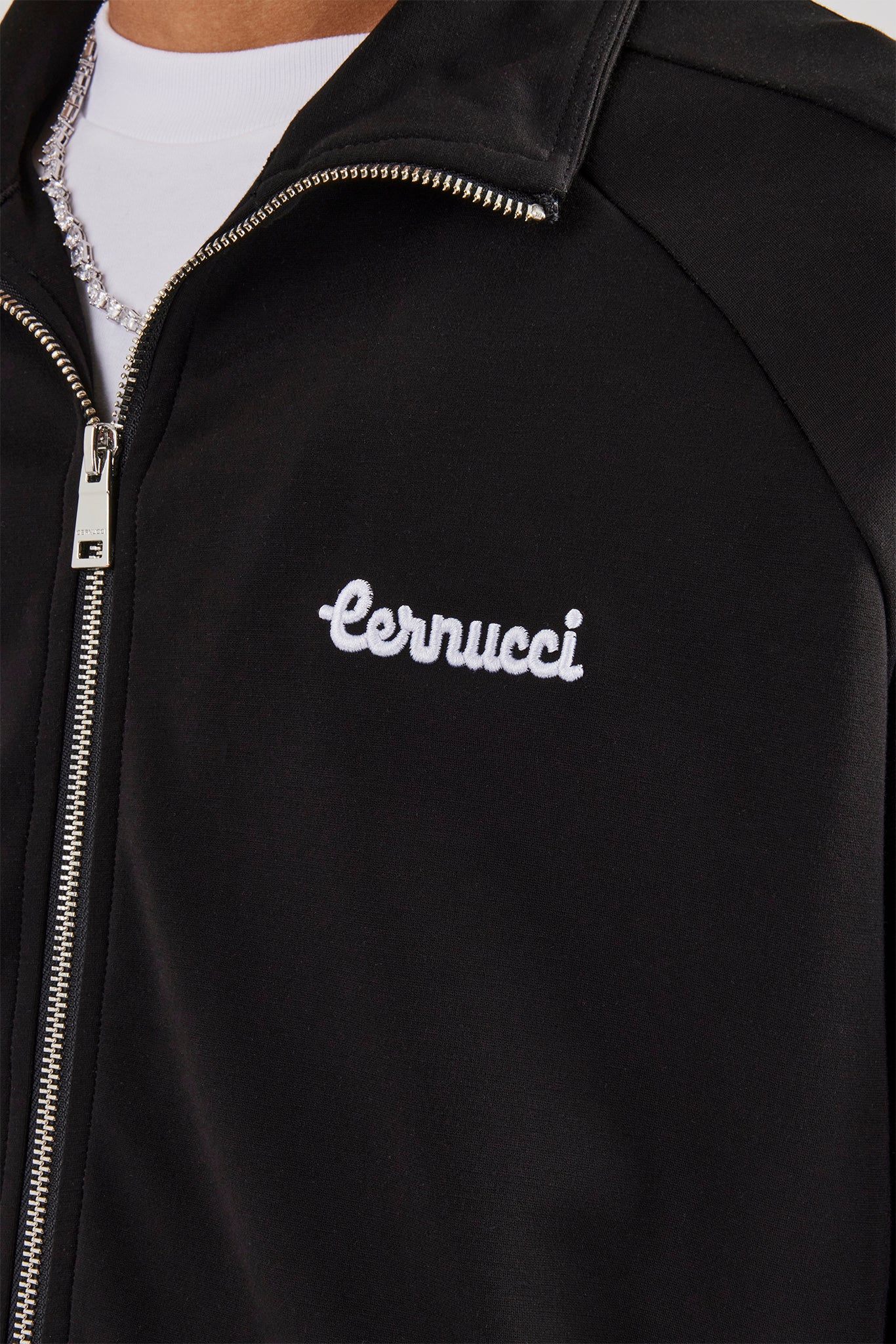 Raglan Embroidered Track Jacket - Black - Image 4
