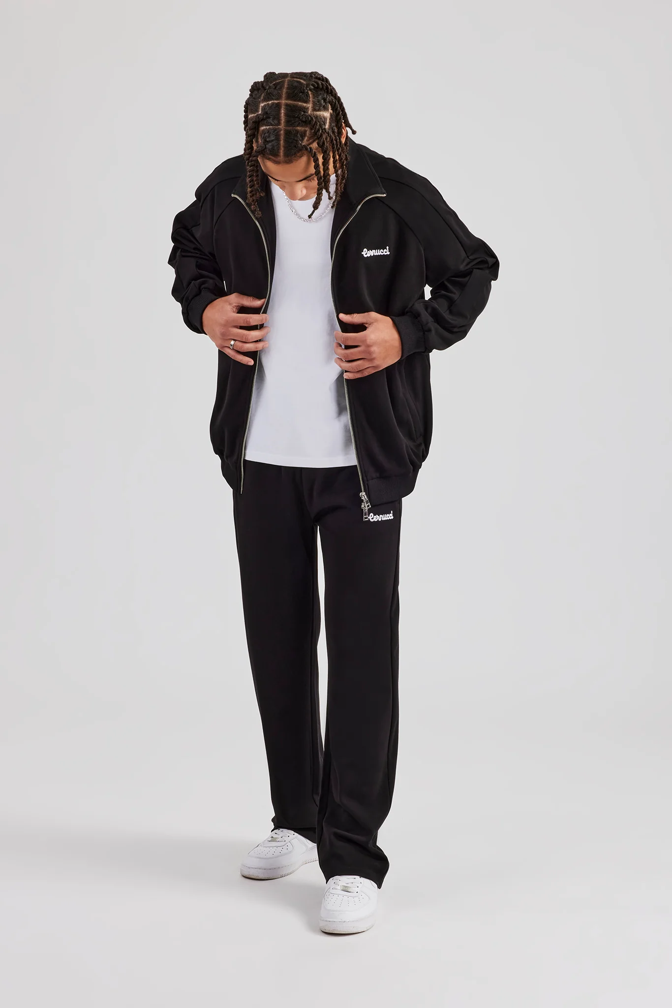 Raglan Track Jacket & Straight Leg Trouser Set - Black - Image 2