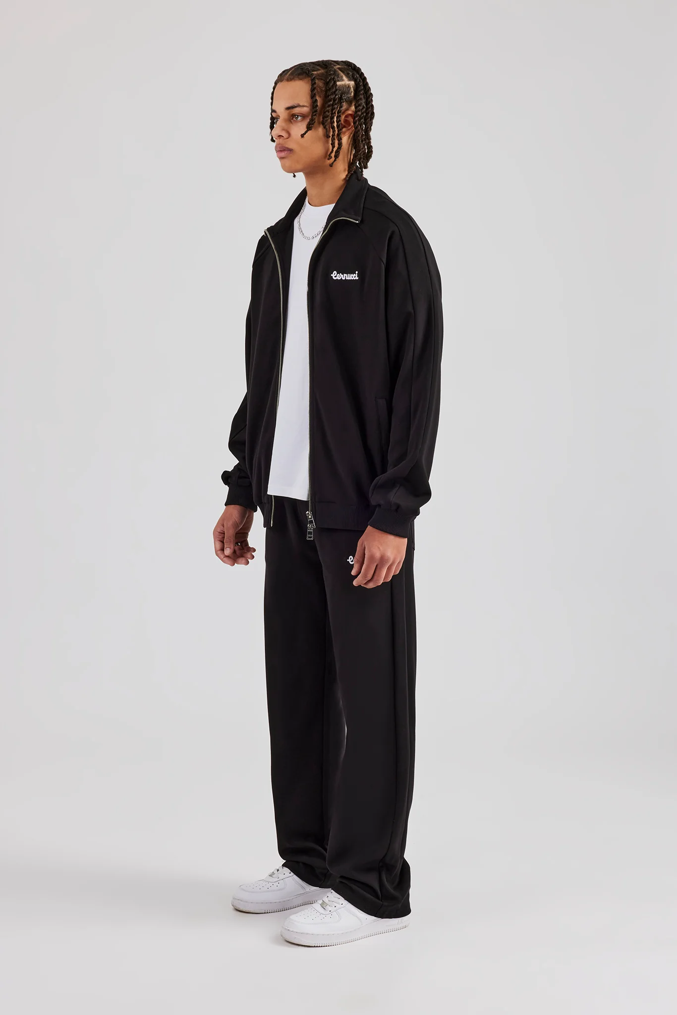Raglan Track Jacket & Straight Leg Trouser Set - Black - Image 3