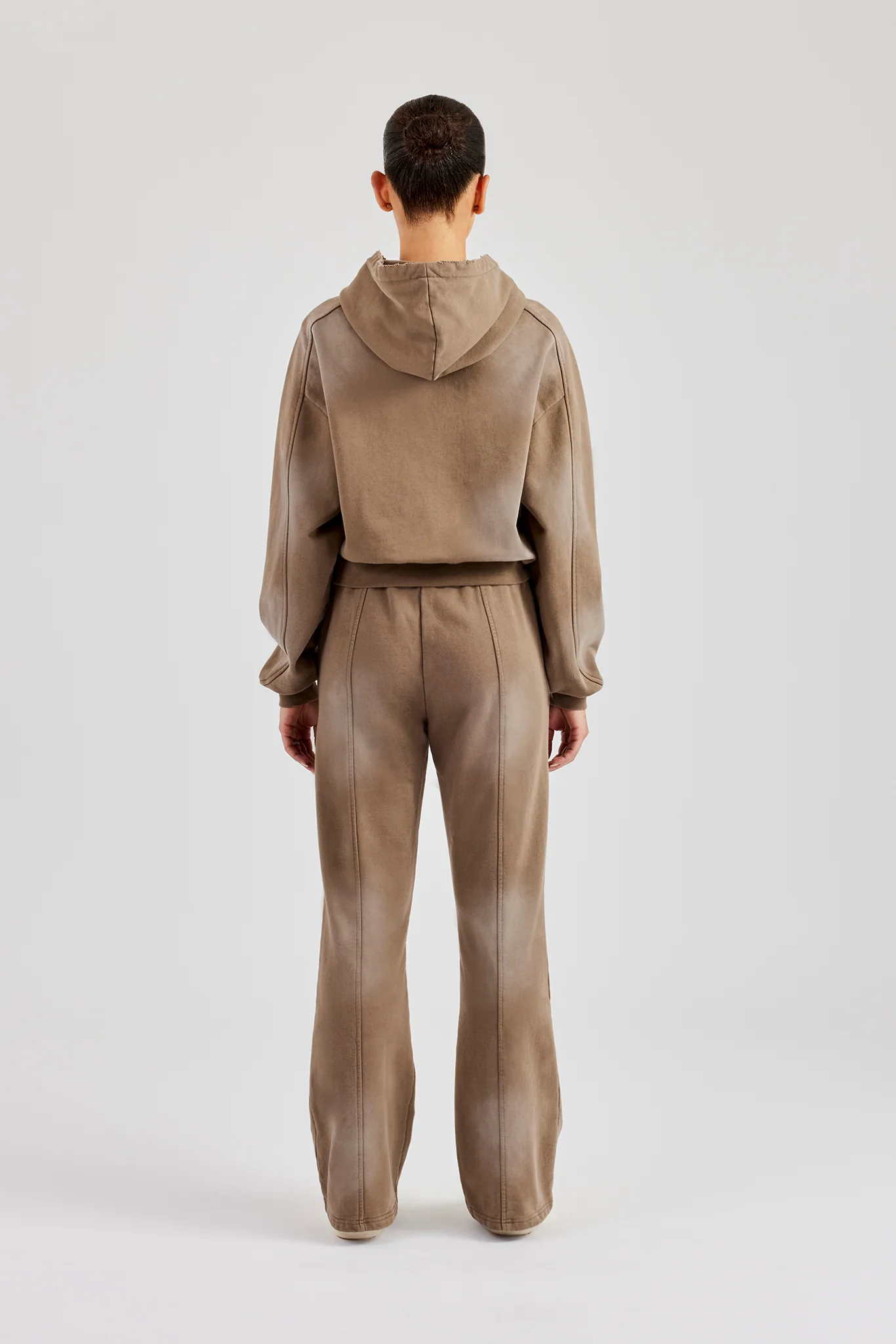 Raglan Washed Cropped Hoodie & Flare Trouser - Washed Taupe - Image 3