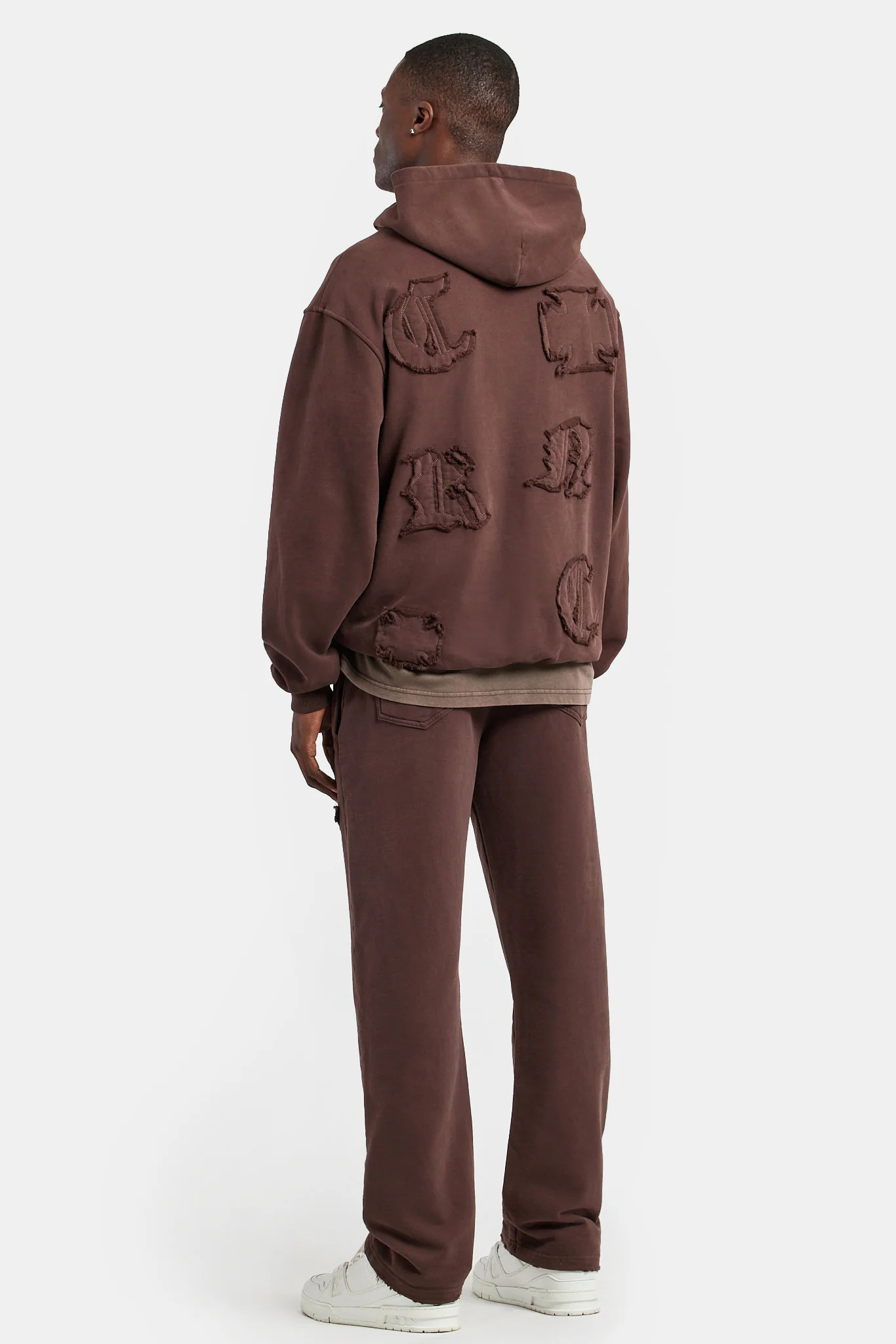 Raw Edge Applique Jogger  - Brown - Image 4