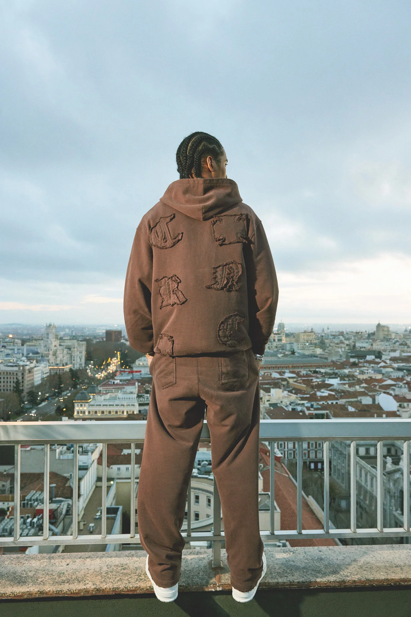 Raw Edge Applique Jogger  - Brown - Image 5