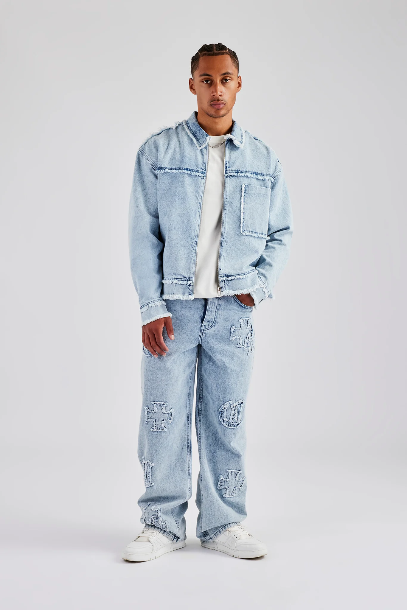 Raw Edge Denim Jacket - Iced Blue - Image 4