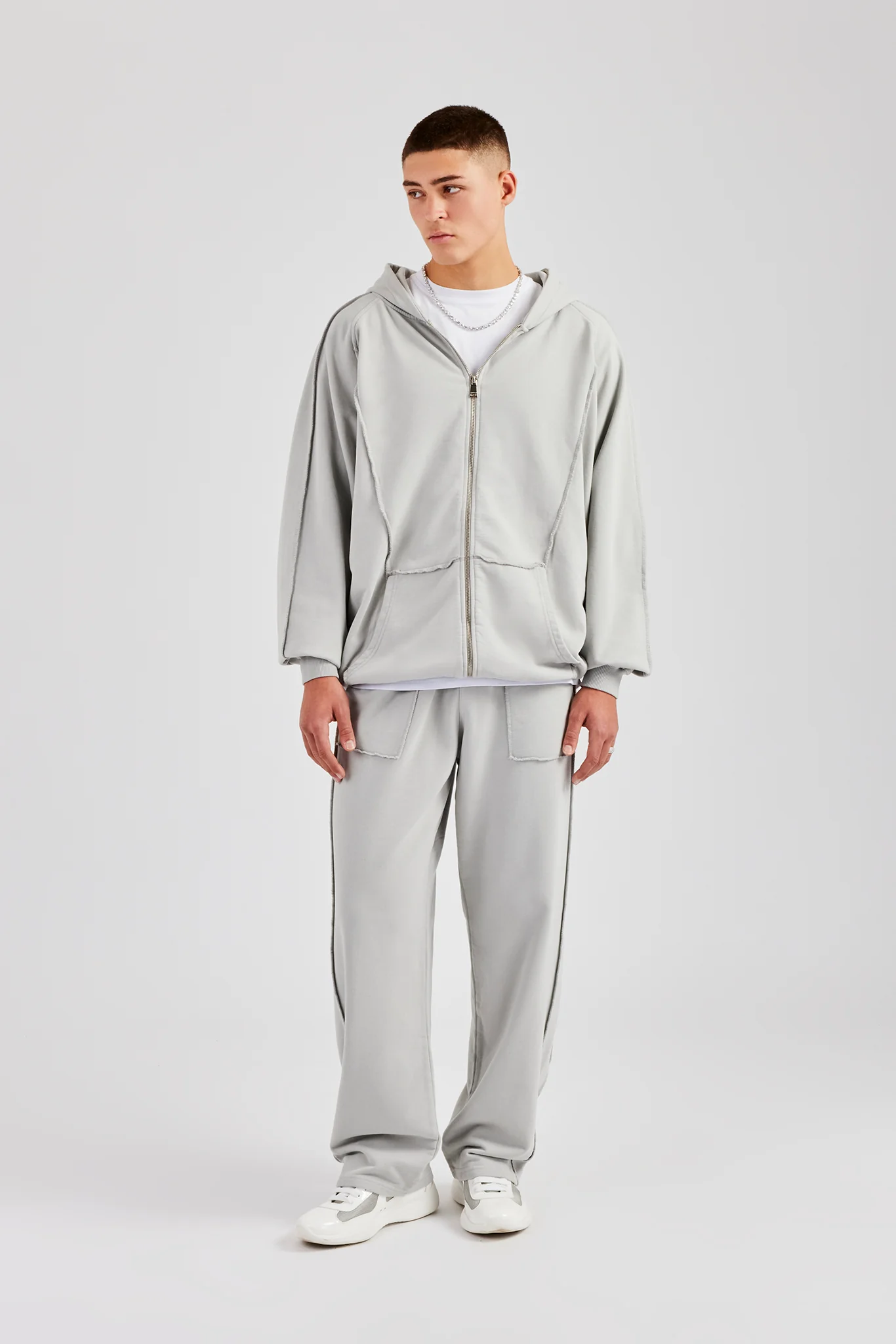 Exposed Seam Straight Leg Jogger - Ash Grey - Image 4