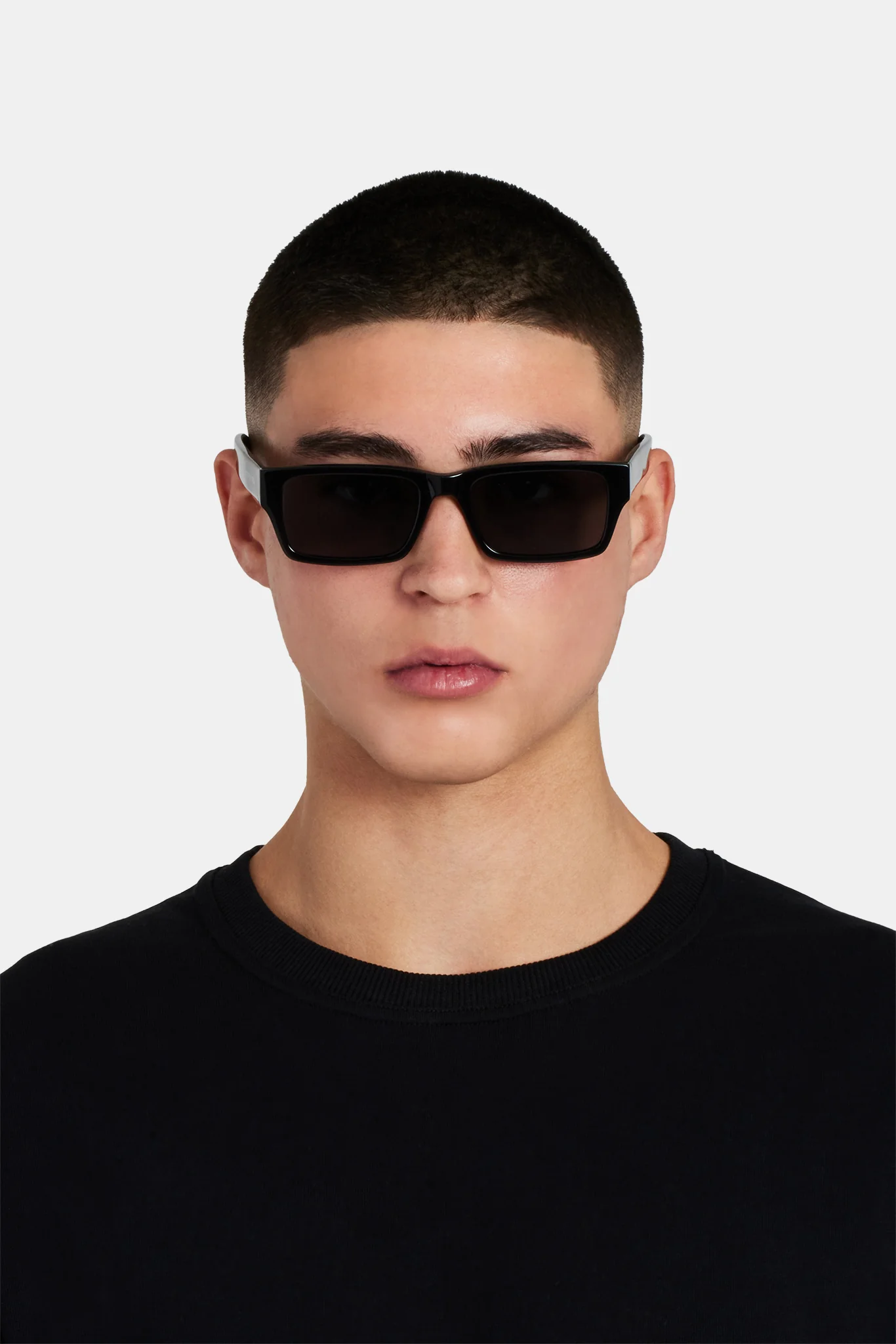 Rectangle Acetate Sunglasses - Black - Image 4
