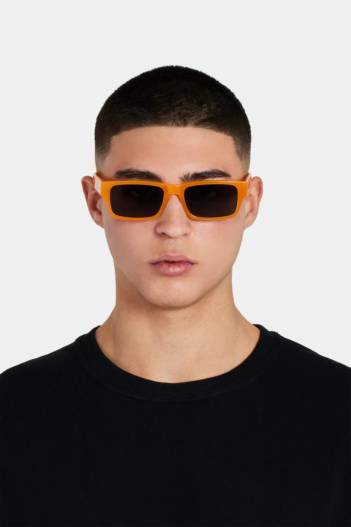 Rectangular Acetate Sunglasses - Orange - Image 4
