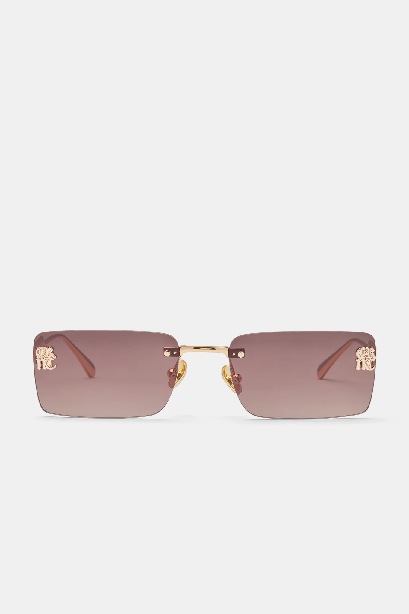 Rectangular Tinted Sunglasses - Brown - Image 4