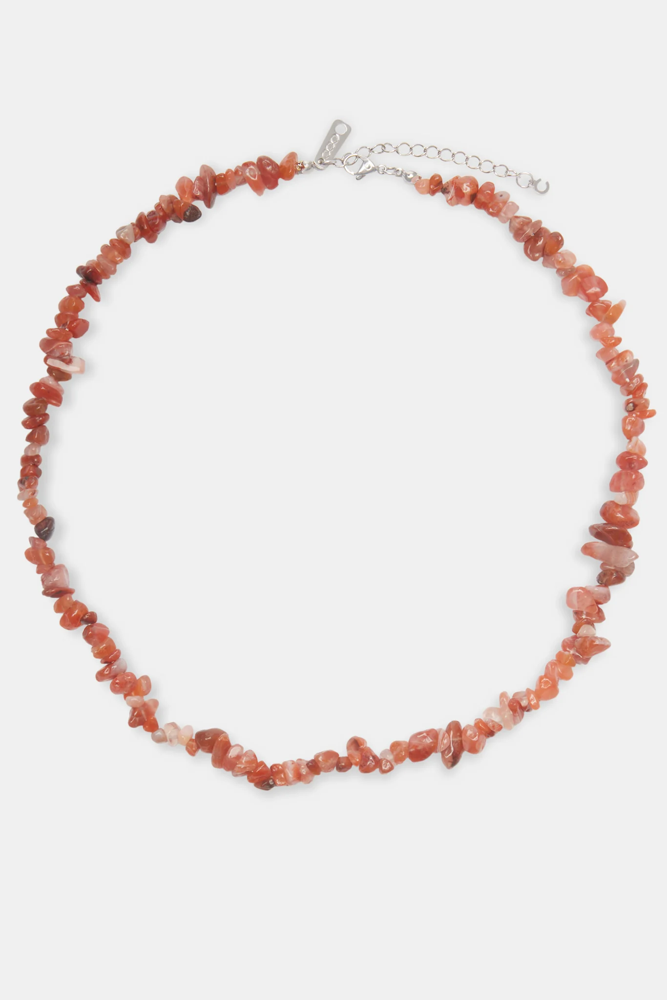 Red Agate Bead Necklace - White 8mm - Image 2