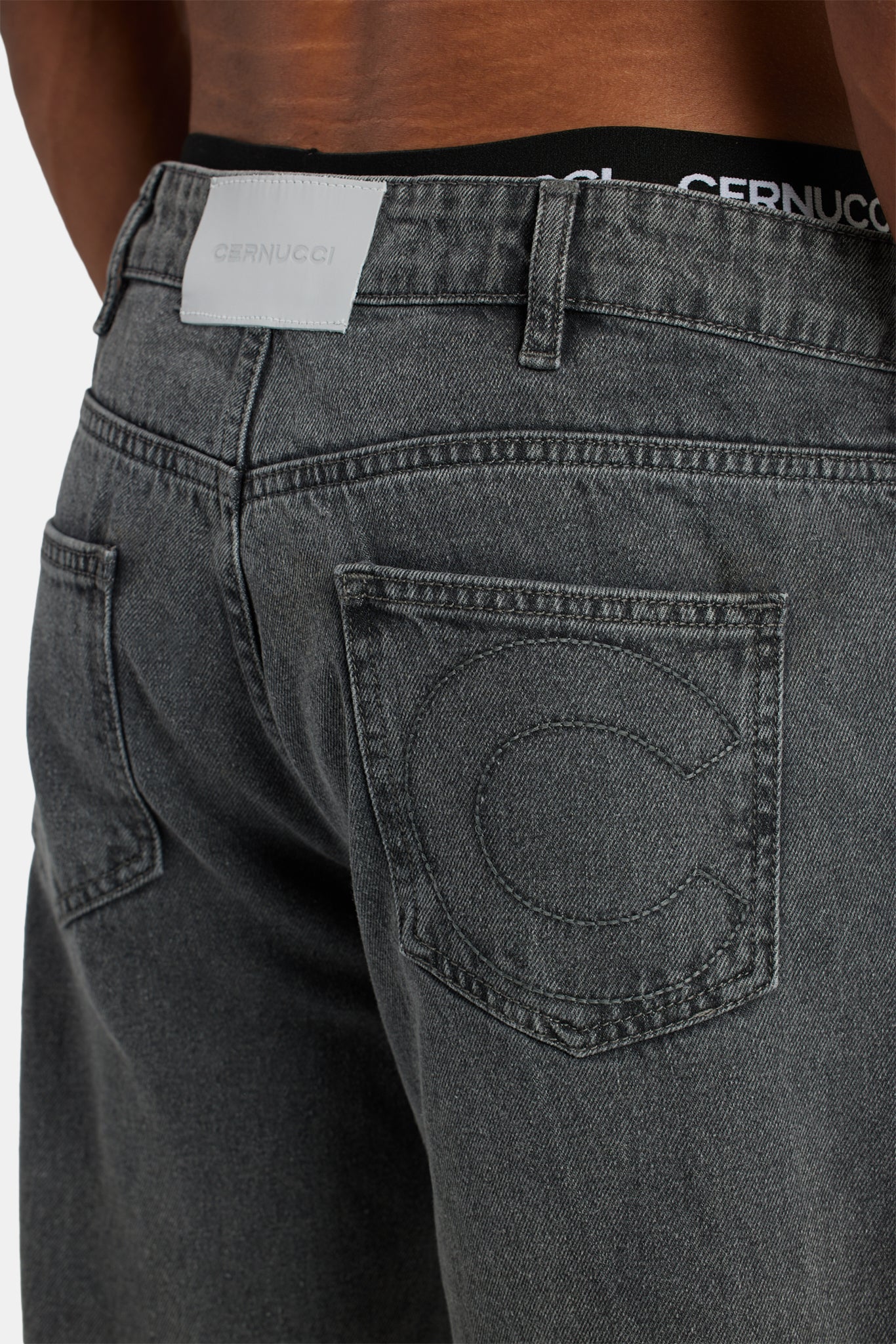 Relaxed Button Hem Detail Jeans - Dark Grey - Image 5