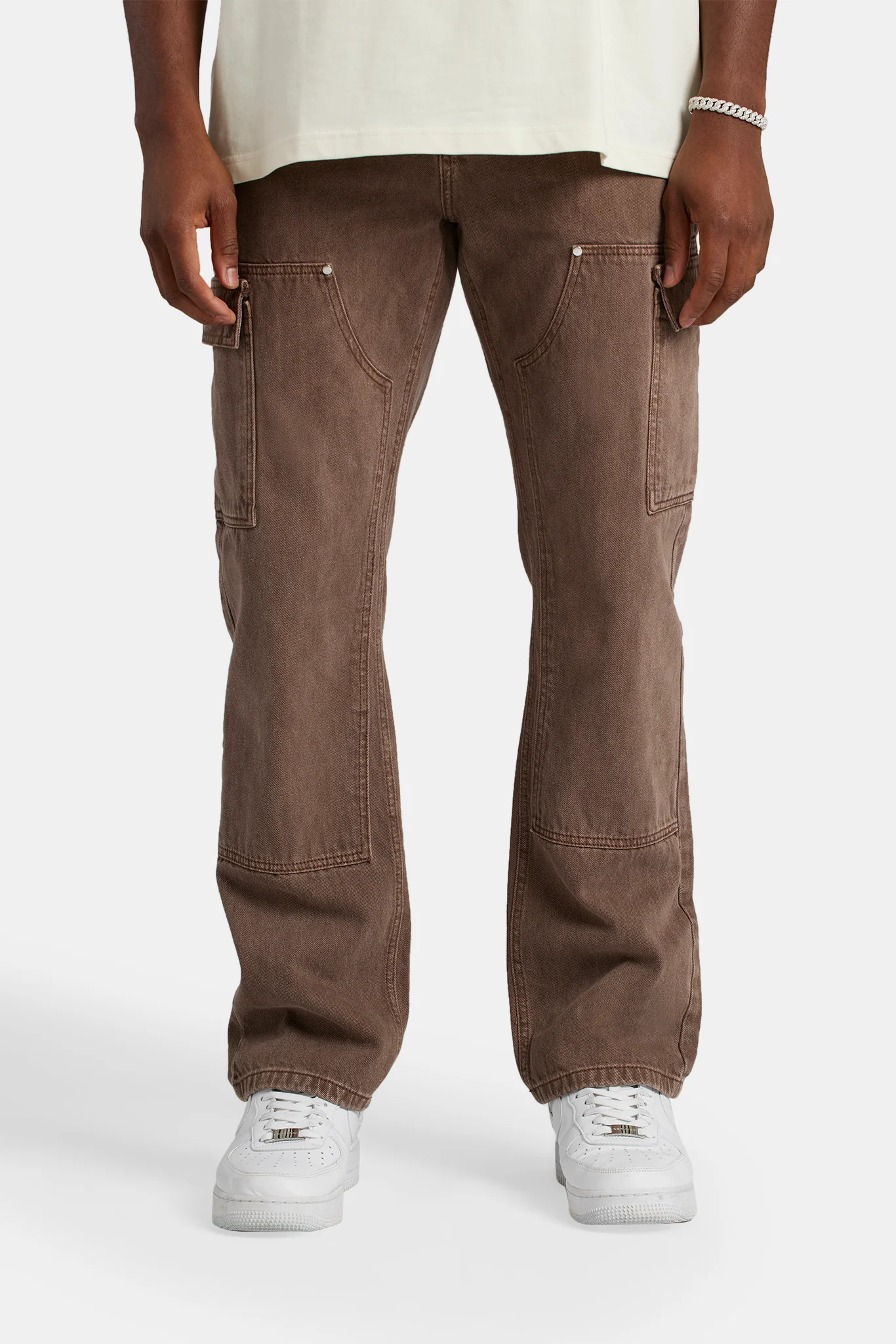 Relaxed Cargo Carpenter Jeans - Chocolate - Image 2