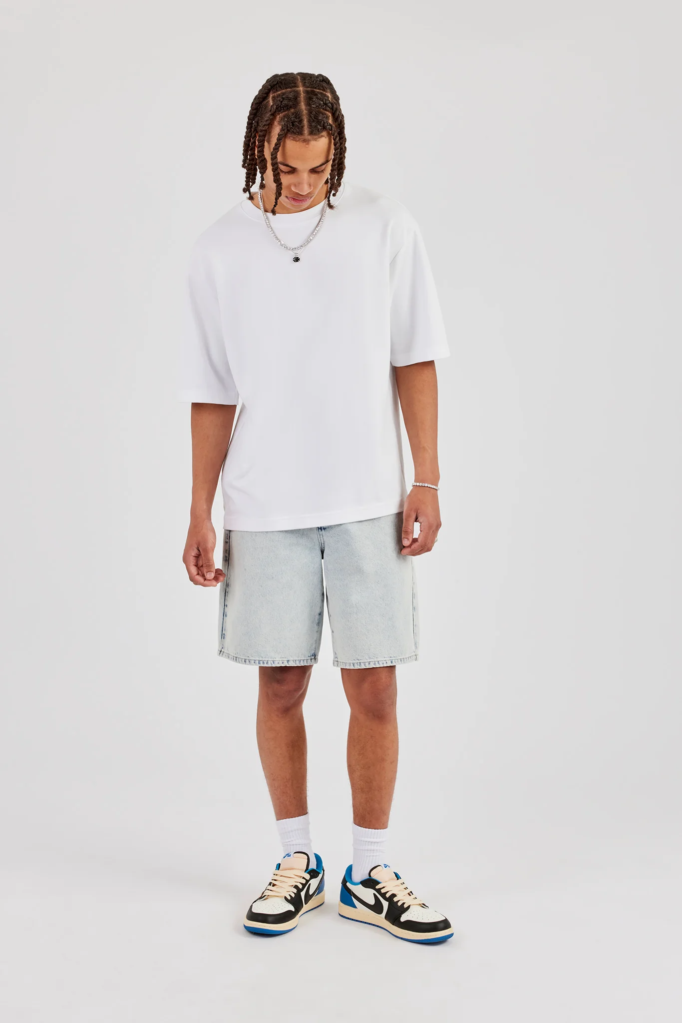 Relaxed Denim Jort - Ice Blue - Image 2