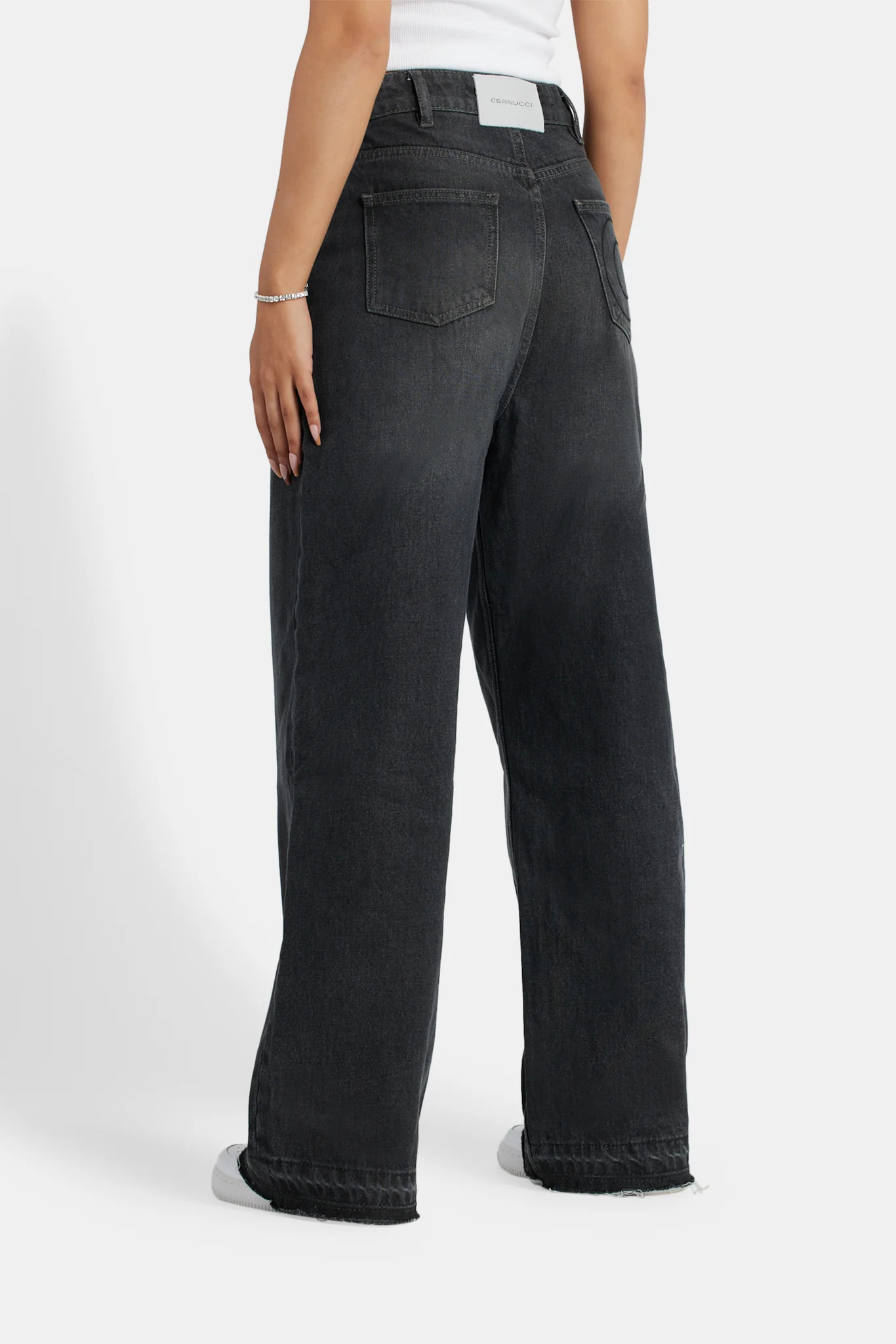 Relaxed Fit Raw Hem Jeans - Dark Grey - Image 5