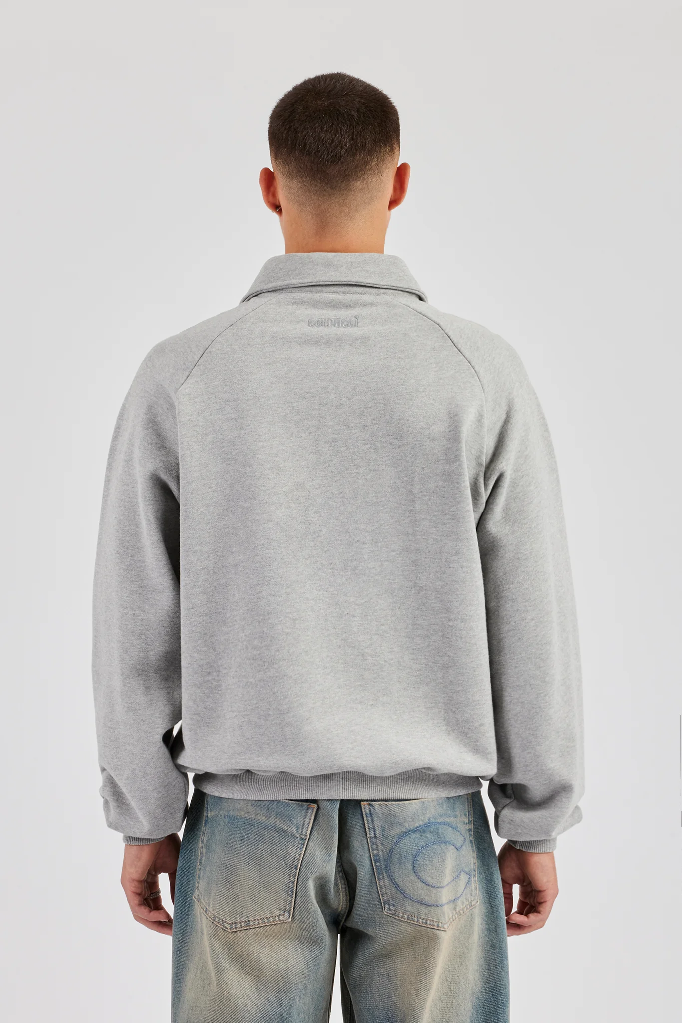 Relaxed Polo Sweatshirt - Grey Marl - Image 4