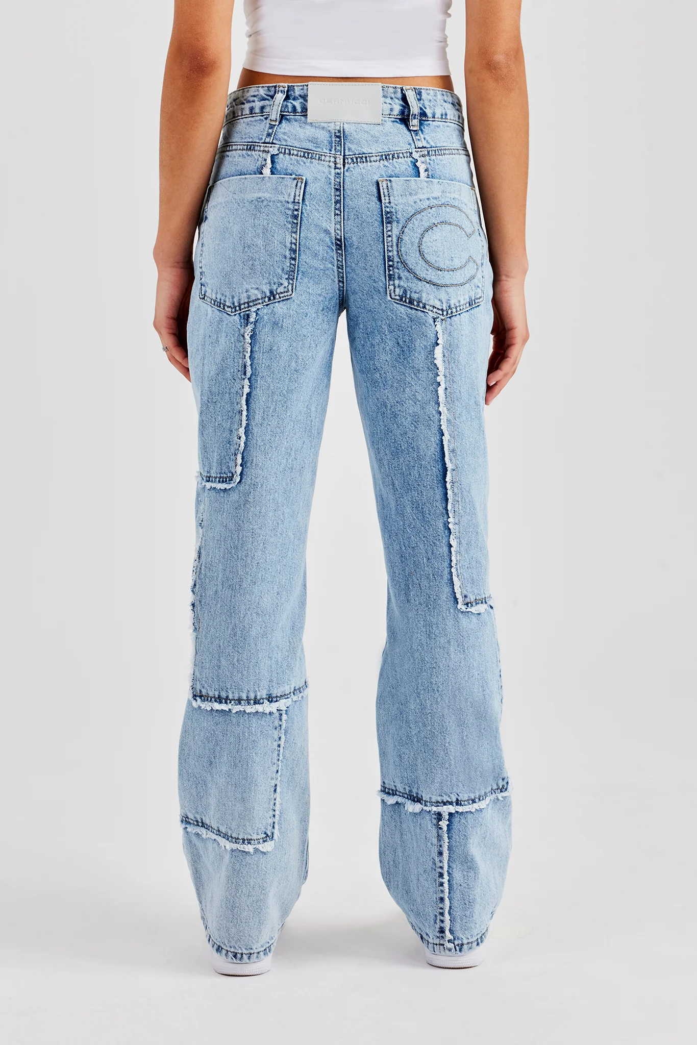 Relaxed Raw Edge Detail Jeans - Ice Blue - Image 3