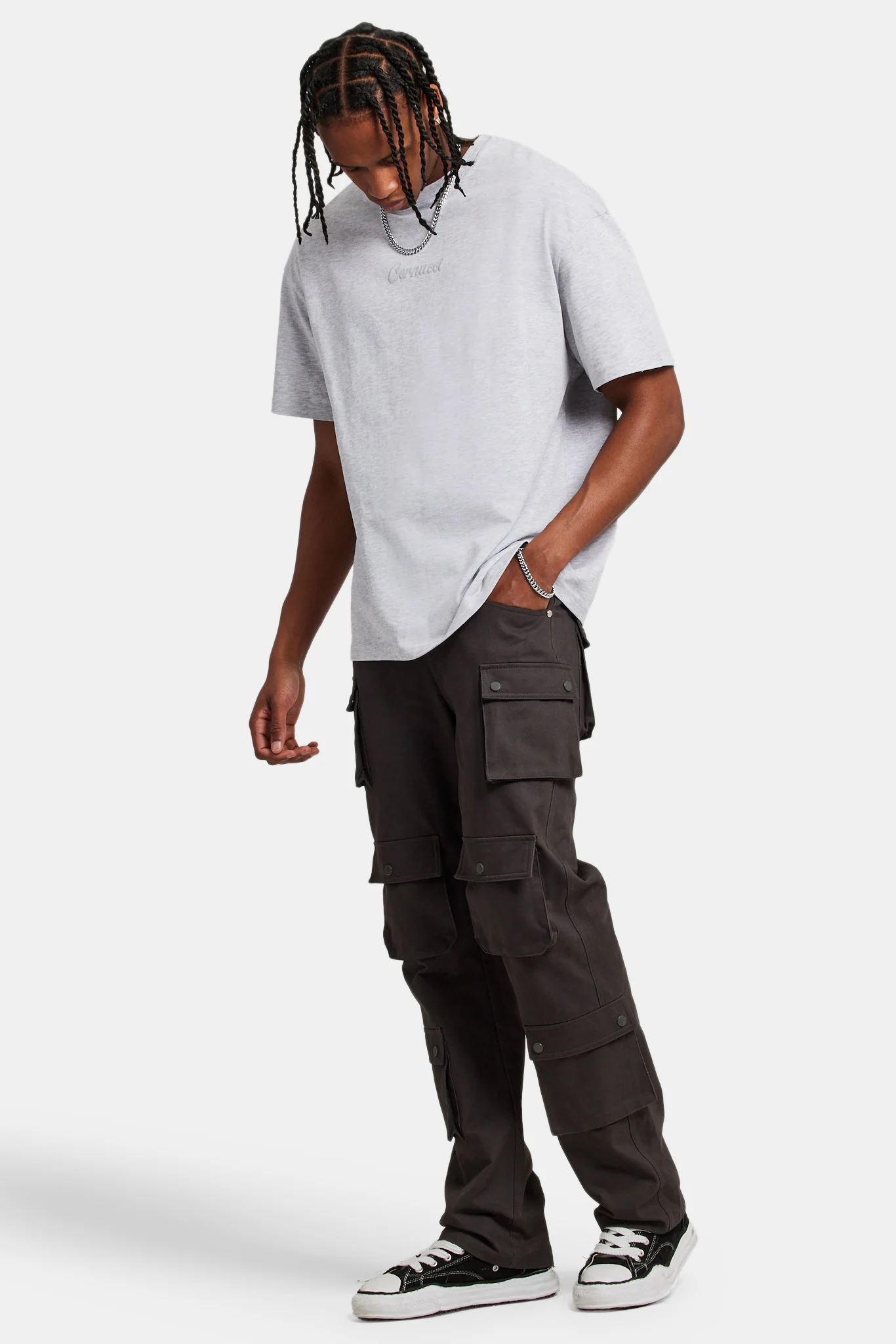 Relaxed Twill Cargo Trouser - Charcoal - Image 3