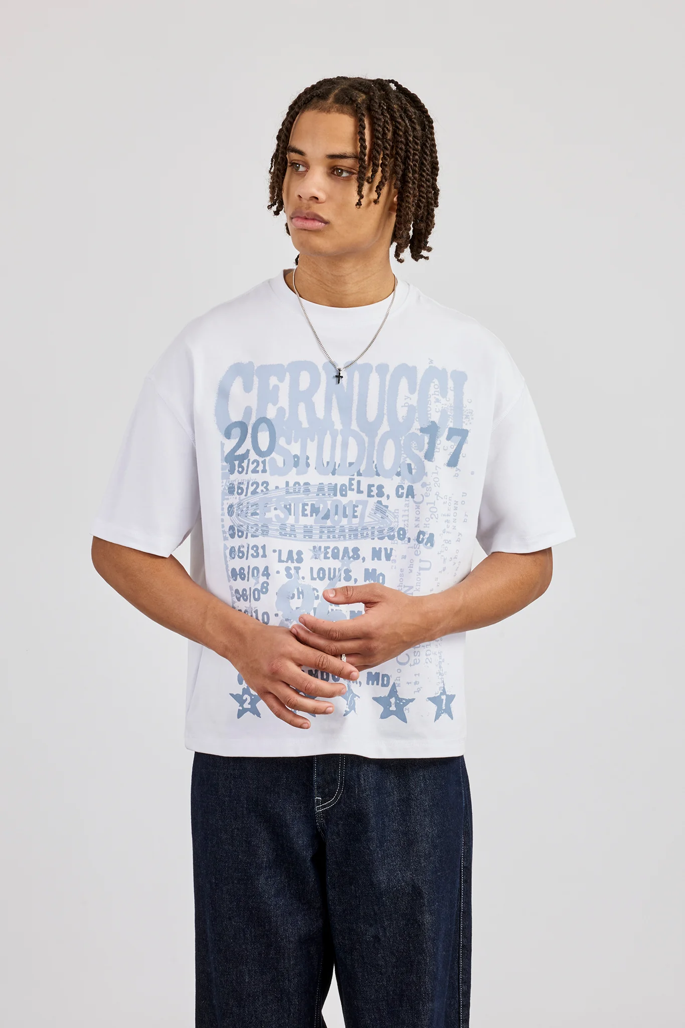 Reversible Cernucci Studio Graphic T-Shirt - White