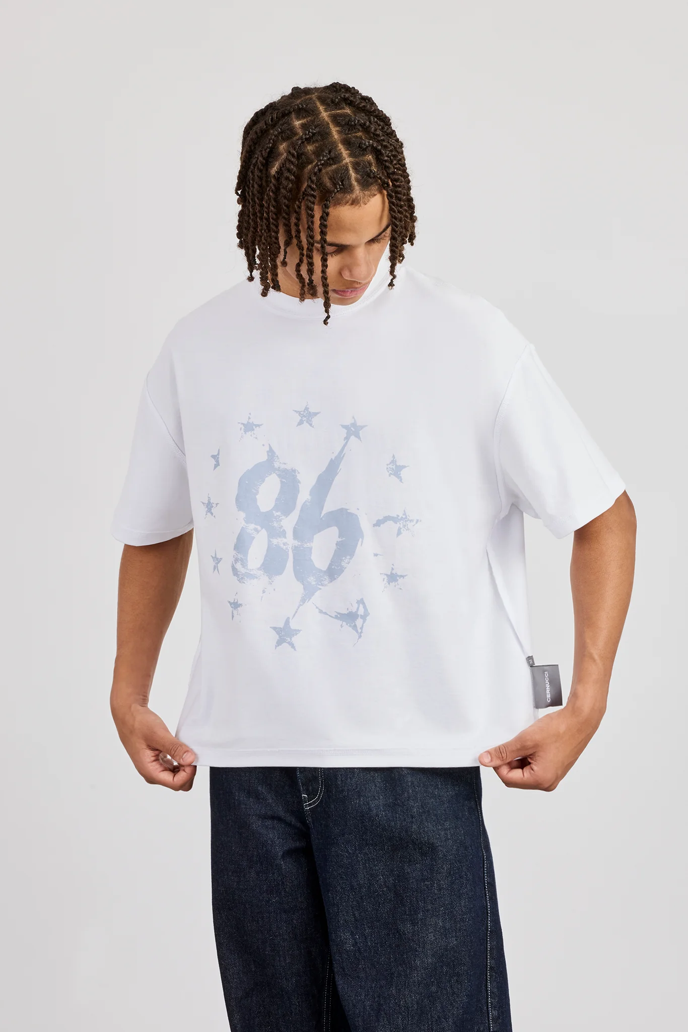 Reversible Cernucci Studio Graphic T-Shirt - White - Image 3