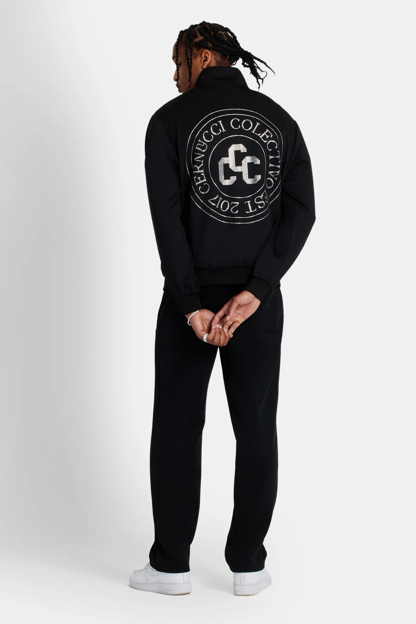 Rhinestone Crest Track Jacket - Black - Image 2