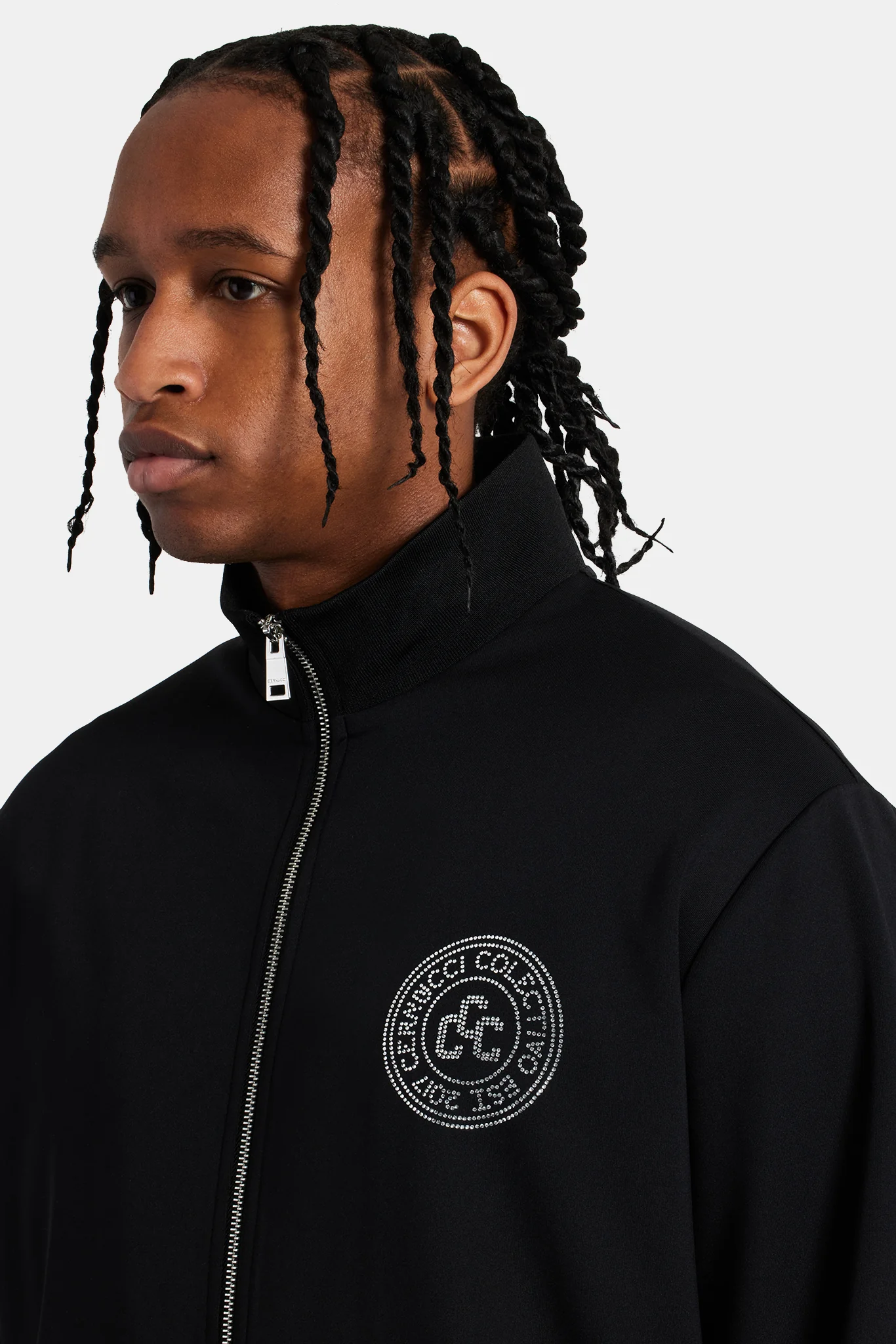 Rhinestone Crest Track Jacket - Black - Image 3