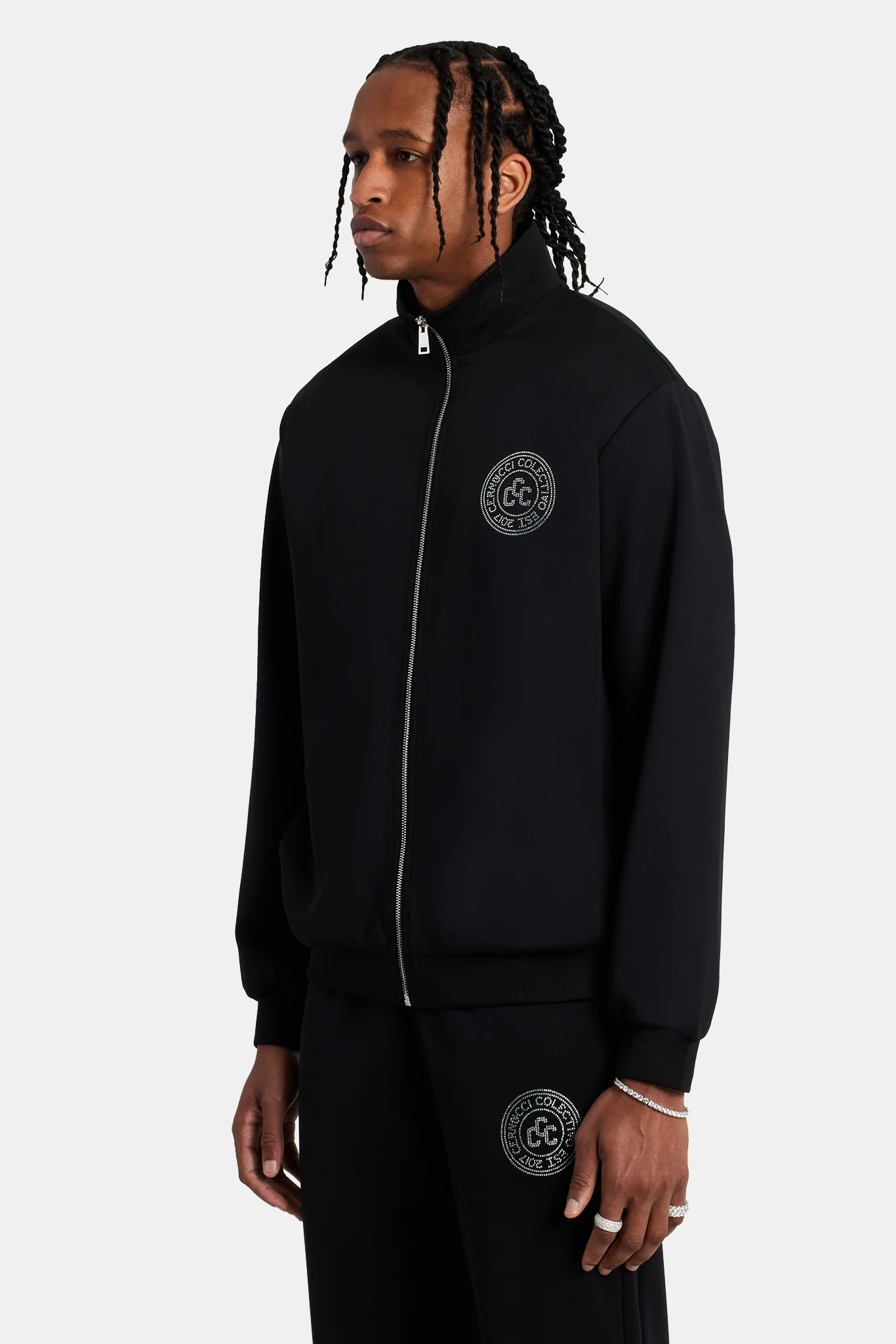 Rhinestone Crest Tracksuit - Black - Image 10