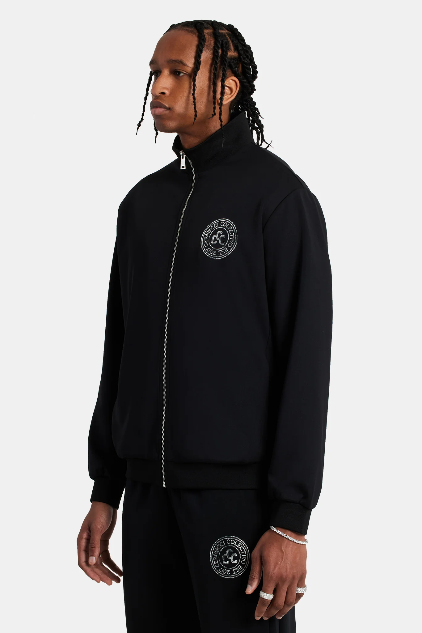 Rhinestone Crest Tracksuit - Black - Image 3