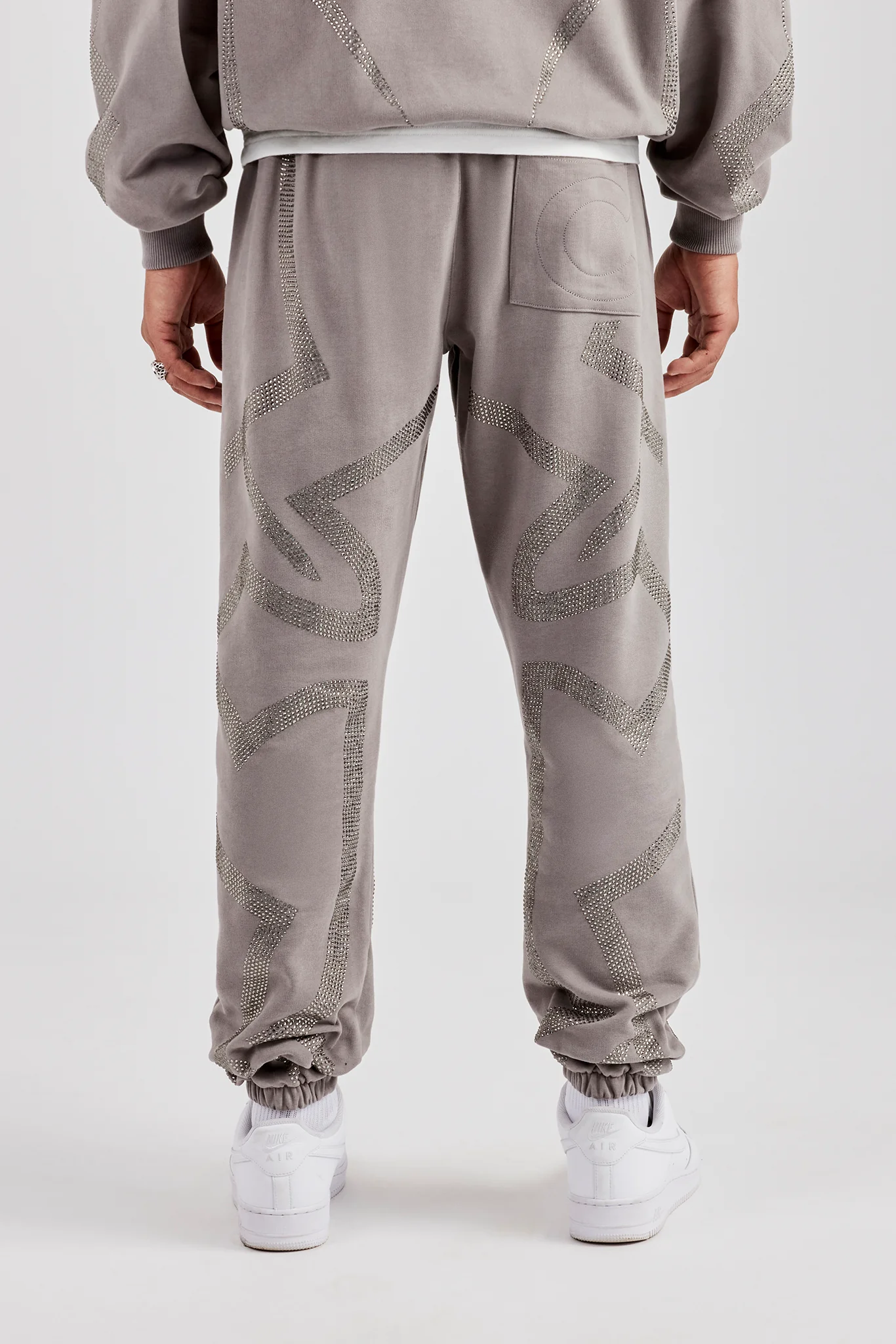 Rhinestone Cross Cuffed Jogger - Charcoal - Image 3