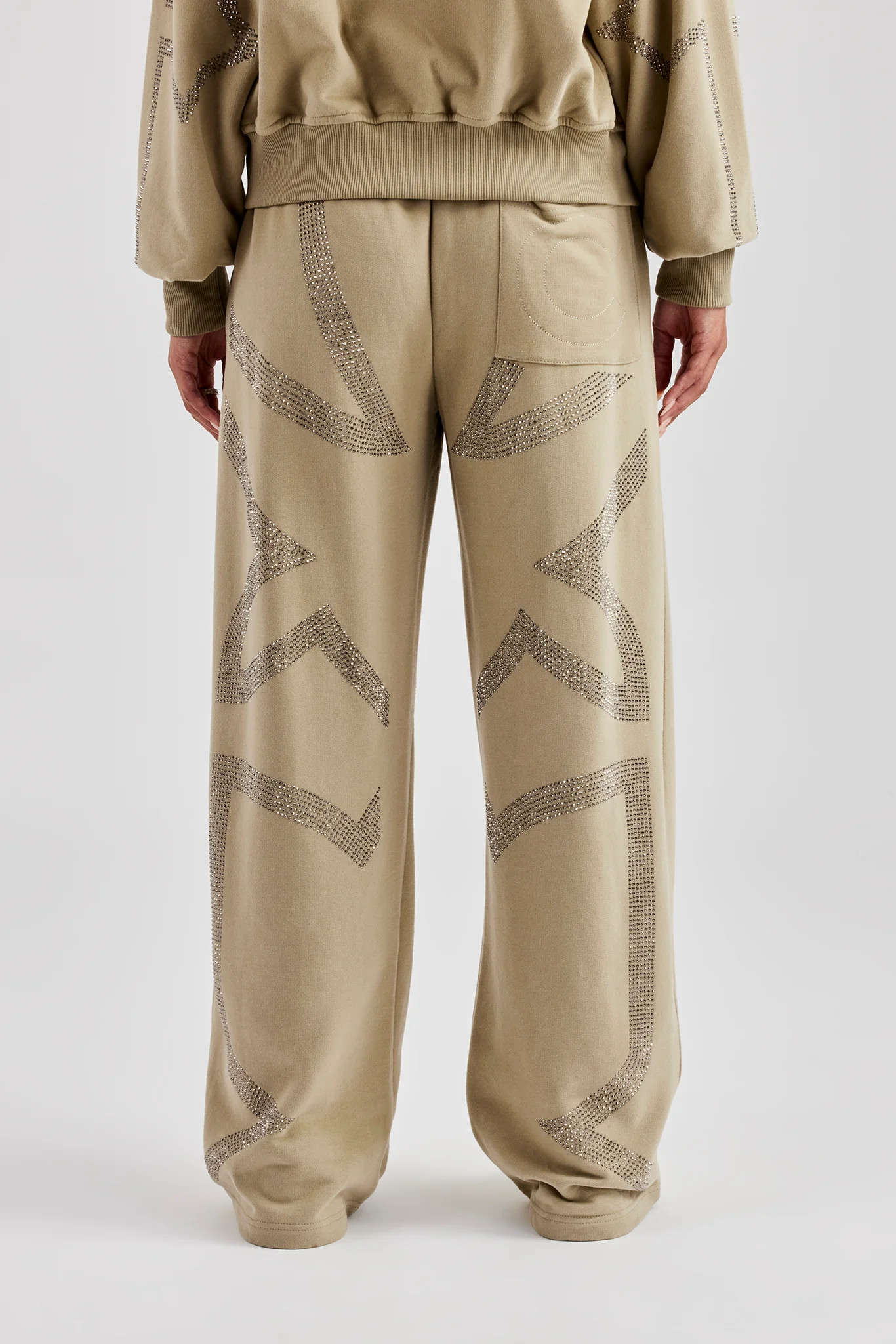 Rhinestone Cross Wide Leg Jogger - Khaki - Image 4