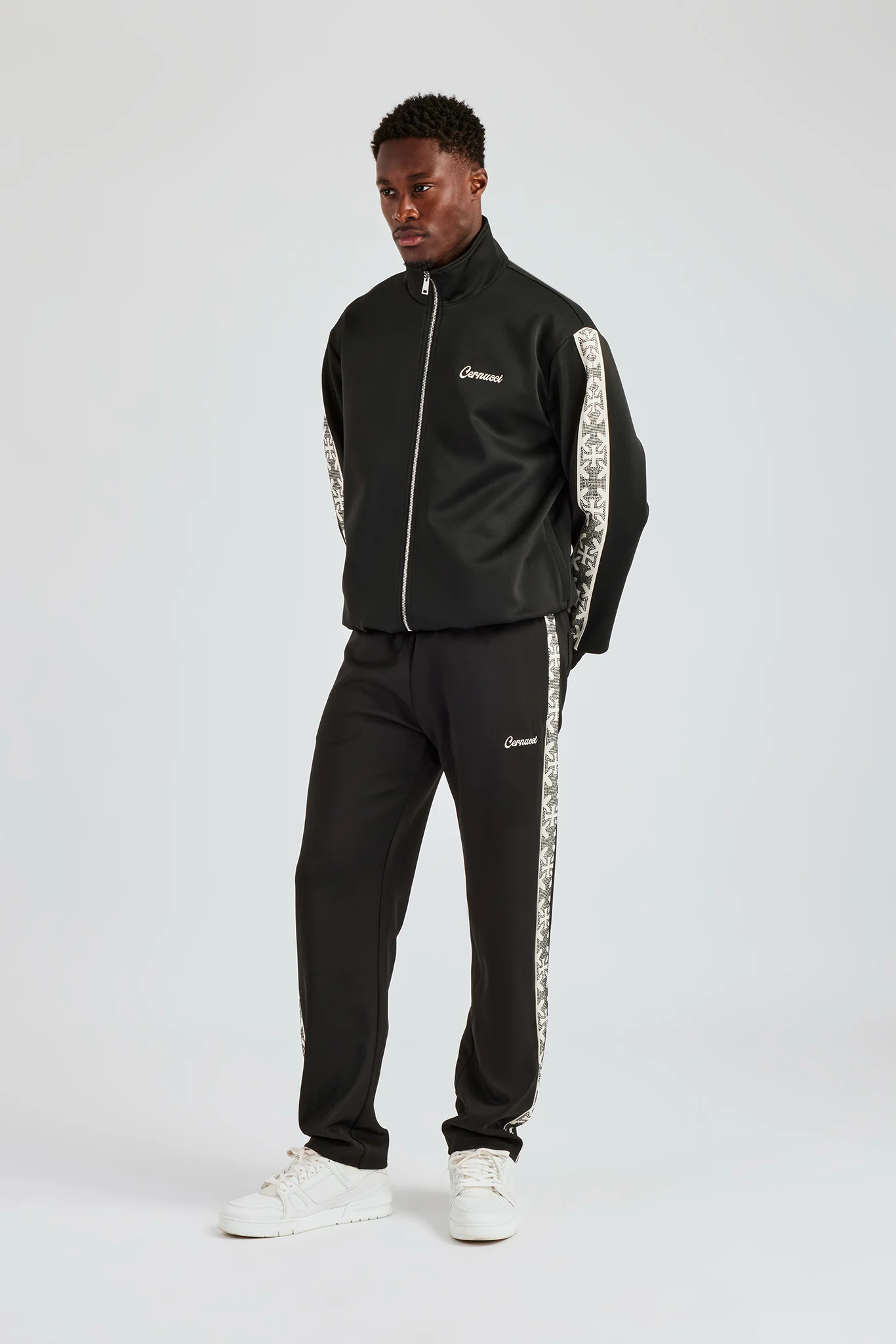 Rhinestone Embellished Tracksuit - Black - Image 5